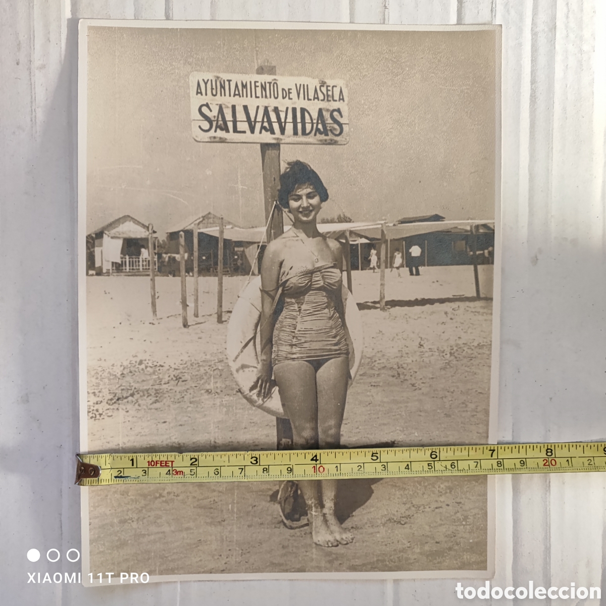 Fotograf&iacute;a antigua: Fotograf&iacute;a a&ntilde;os 50 de la playa la Pineda Tarragona.