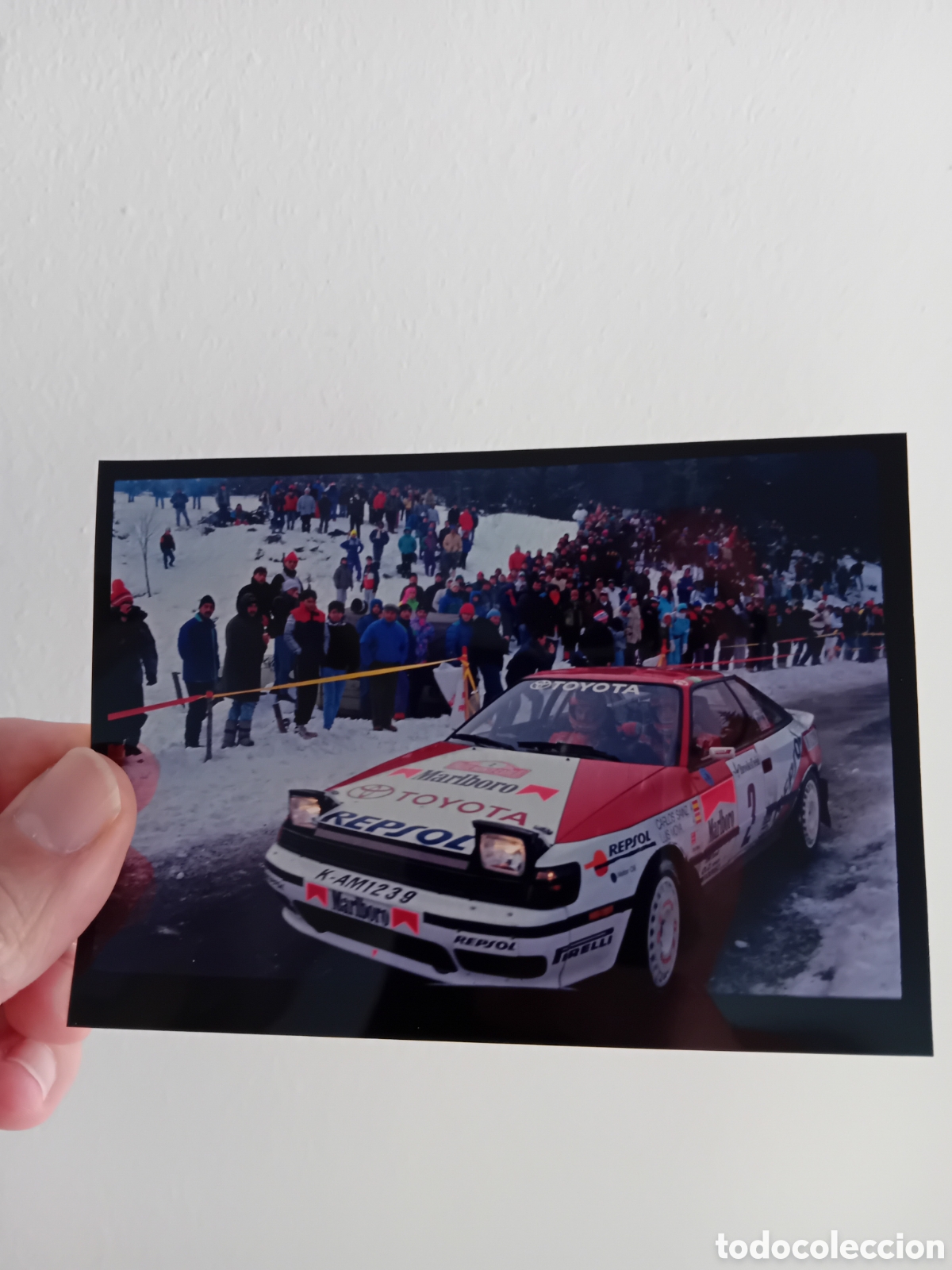 Fotograf&iacute;a antigua: DIAPO PLACA MEDIO FORMATO FOTO PUBLICITAR COCHE TOYOTA RALLY CARLOS SAINZ LUIS MOYA. REPSOL. A&Ntilde;OS 90