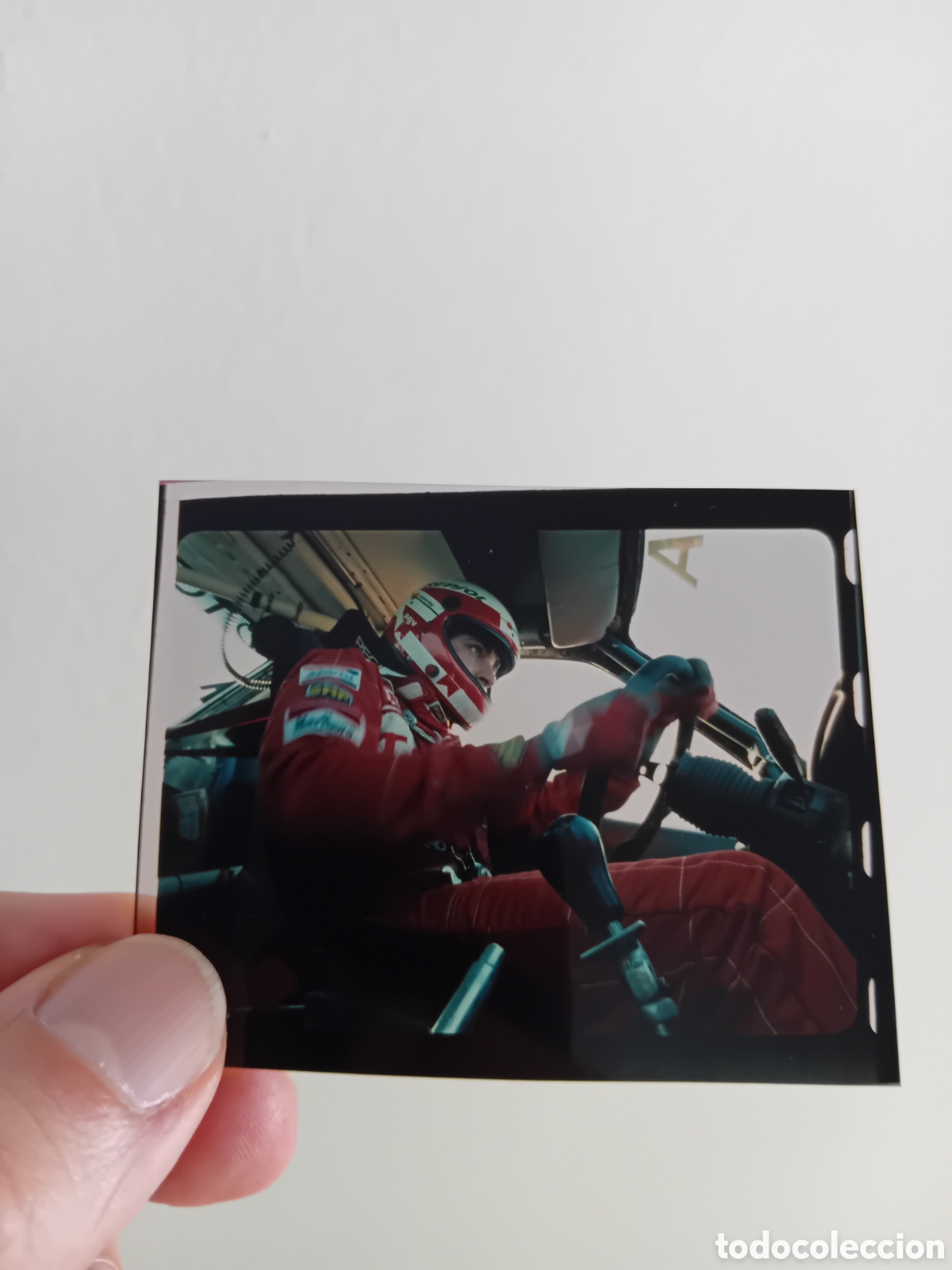 Fotograf&iacute;a antigua: DIAPOSITIVA PLACA MEDIO FORMATO CARLOS SAINZ COCHE TOYOTA RALLY. A&Ntilde;OS 90