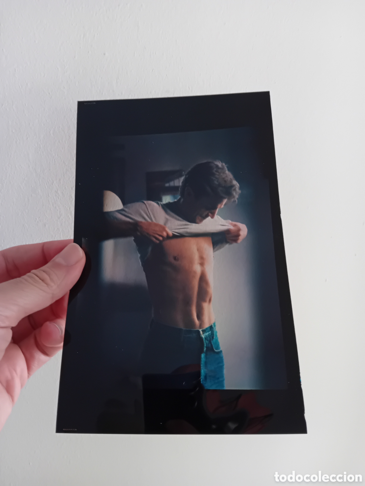 Fotograf&iacute;a antigua: DIAPO PLACA GRAN FORMATO FOTO PROFESIONAL PUBLICITARIA HOMBRE MODELO ABDOMINALES. A&Ntilde;OS 90