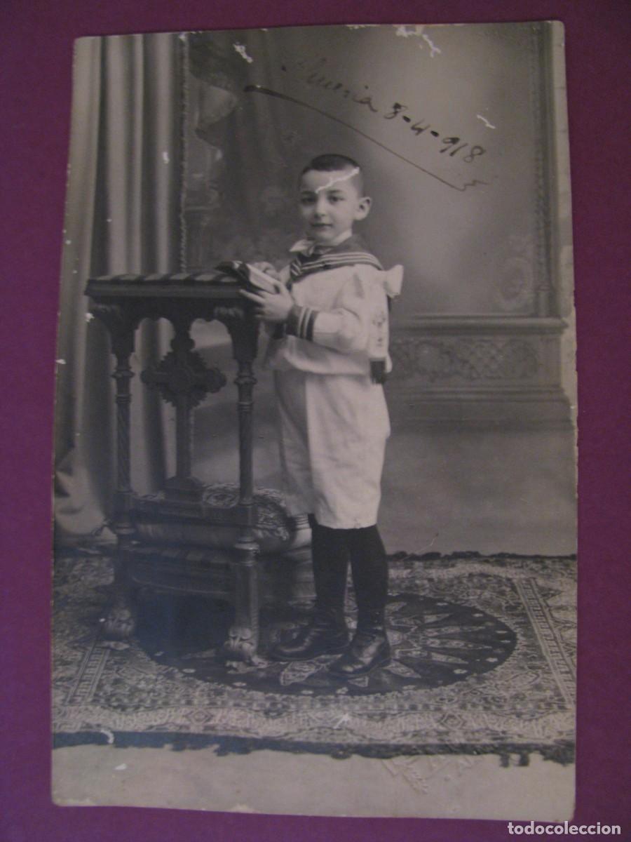 Fotograf&iacute;a antigua: ANTIGUA FOTO DE UN NI&Ntilde;O. A. MATEOS ALMERIA. A&Ntilde;O 1918. 14X9 CM