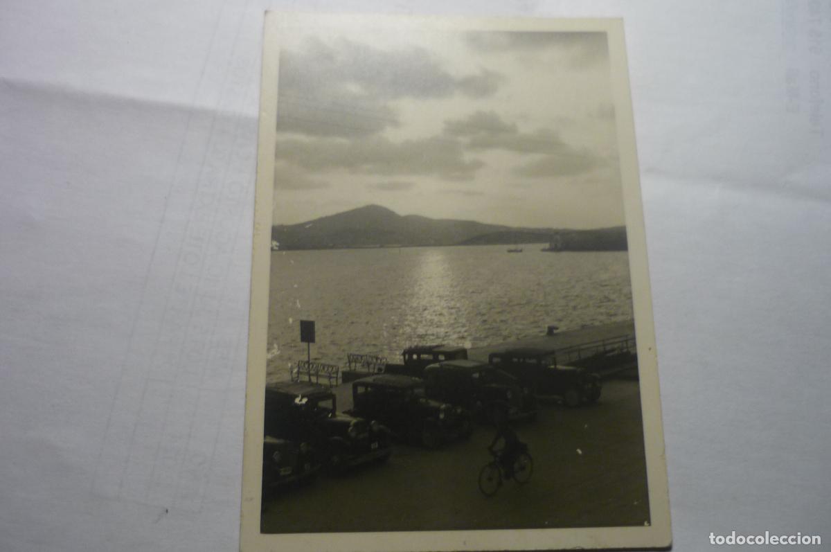 Fotograf&iacute;a antigua: fotografia mediana cartulina mar coches dorso pone ibiza