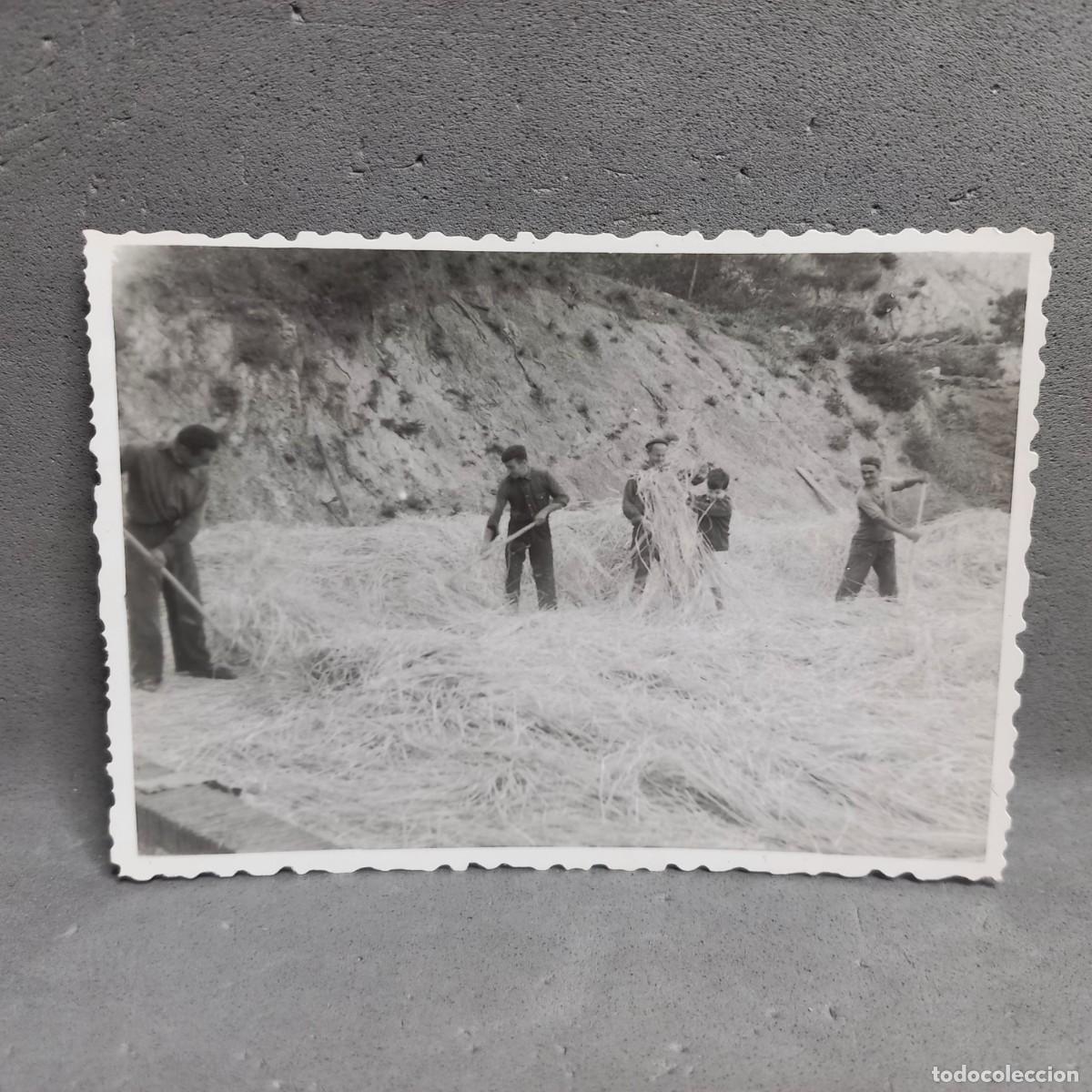 Fotograf&iacute;a antigua: Antigua fotograf&iacute;a - Hombres trabajando en la era de trillar. Can Bordoi, Llinars del Vall&egrave;s a&ntilde;os 60