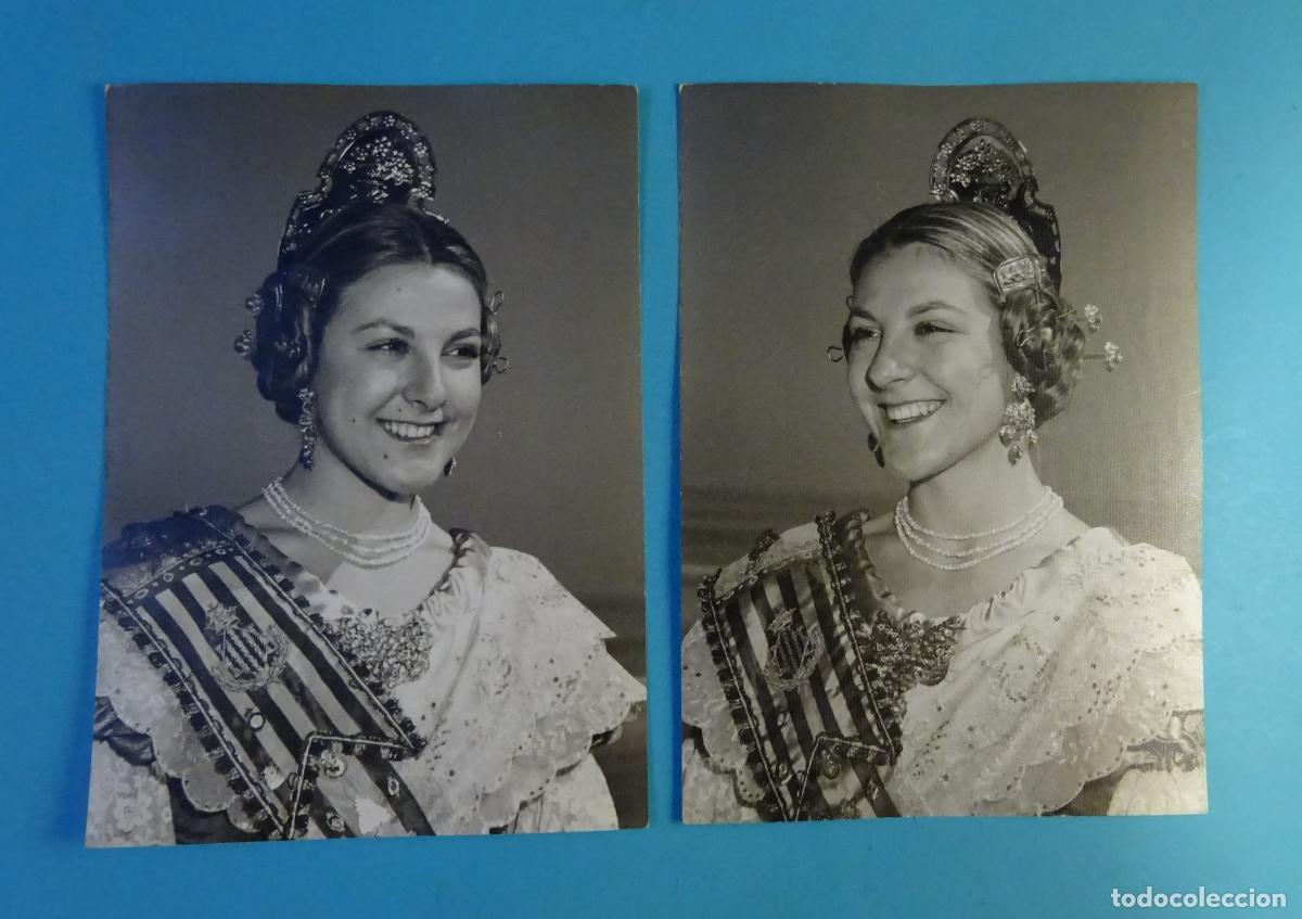 Fotograf&iacute;a antigua: DOS FOTOGRAF&Iacute;AS FALLERA MAYOR DE VALENCIA. FALLAS 1974. FOTOS CASQUERO