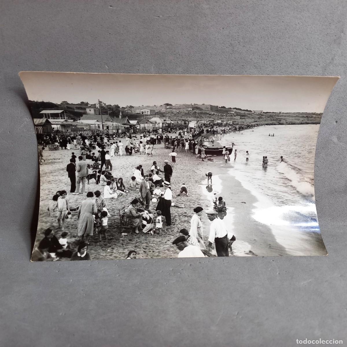 Fotograf&iacute;a antigua: Antigua fotograf&iacute;a Hermenegild Vallv&eacute;. Playa y ba&ntilde;os de El Miracle, Tarragona. Ba&ntilde;istas. A&ntilde;os 20-30