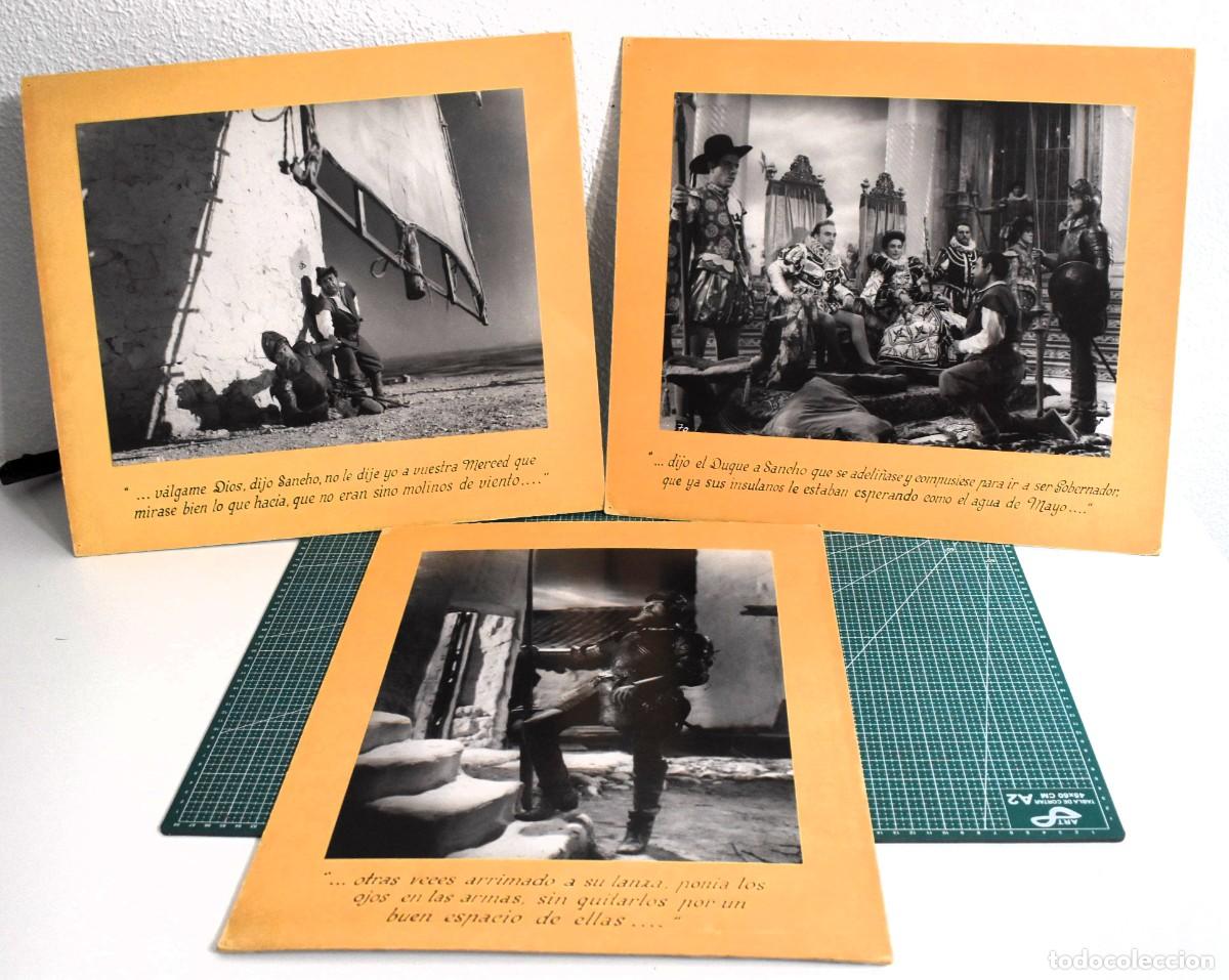 Fotograf&iacute;a antigua: 3 grandes fotos de la pel&iacute;cula &rdquo;Don Quijote&rdquo;, de Carlo Rim, de 1966. La m&aacute;s alta mide 50 x 37 cm.