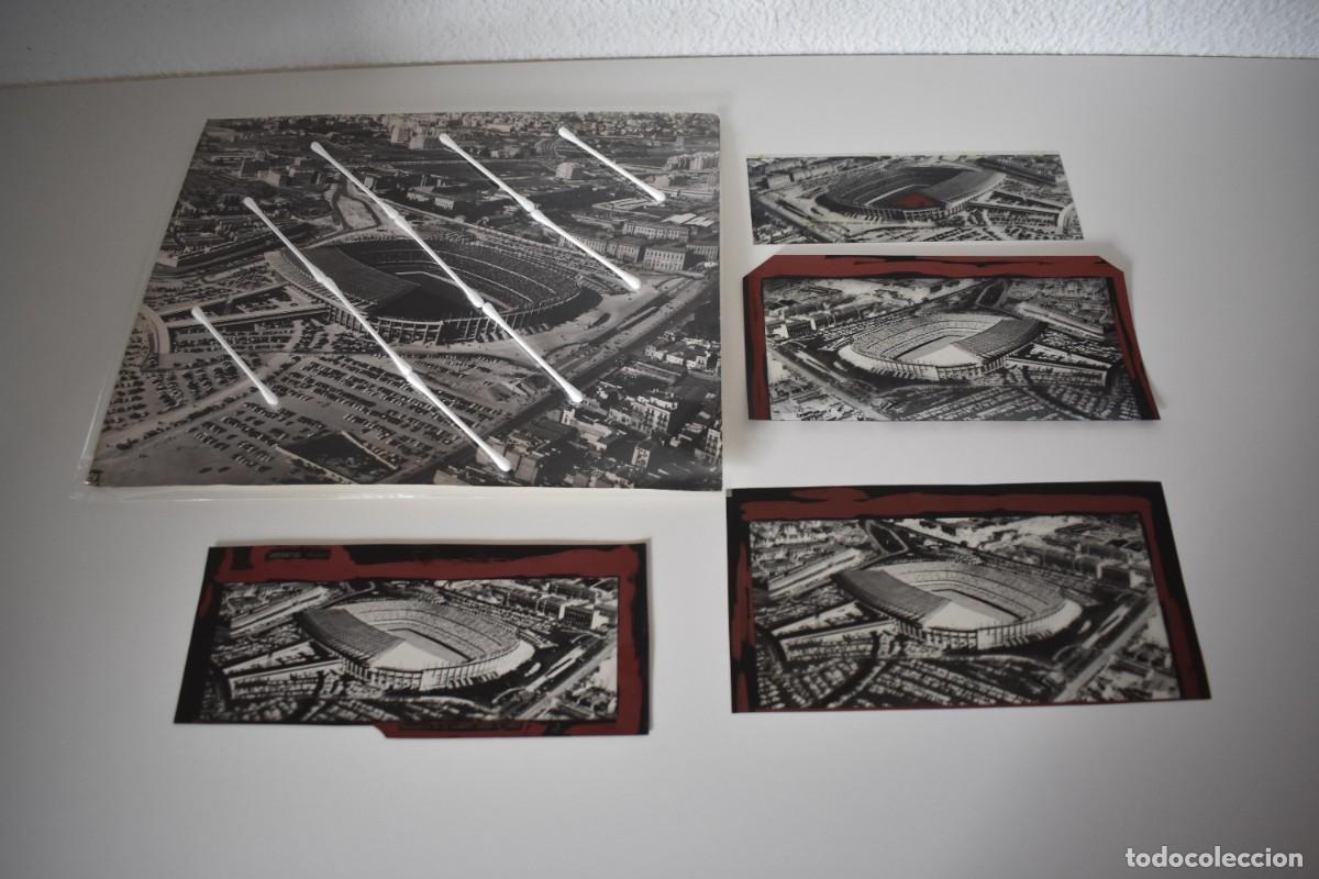 Fotograf&iacute;a antigua: Antigua foto y negativos de acetato del estadio Nou Camp de Barcelona. Mide 29,5 x 23,5 cm.
