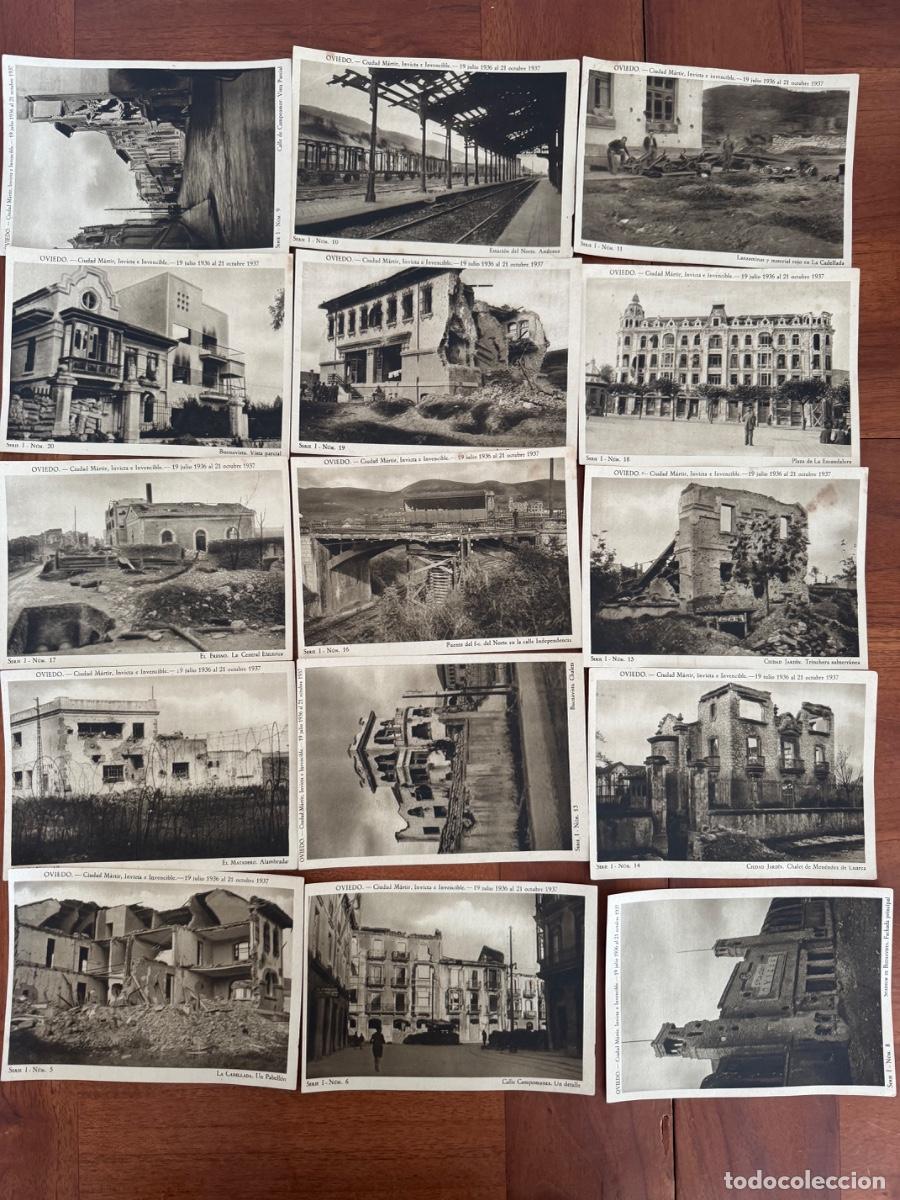 Fotograf&iacute;a antigua: Oviedo, Guerra Civil, lote de 31 fotograf&iacute;as medidas 18 X13, Asturias