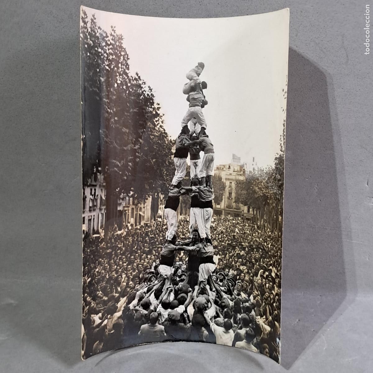 Fotograf&iacute;a antigua: Antigua fotograf&iacute;a de Hermenegild Vallv&eacute;. 3 de 7 Xiquets de Tarragona, Pl de la Font. A&ntilde;os 20-30
