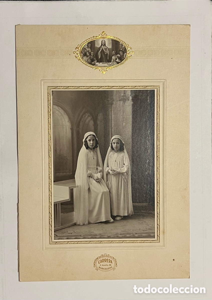 Fotograf&iacute;a antigua: RAMONA Y DOLORS FOSSAS.. Hermosa Fotograf&iacute;a el d&iacute;a de su Primera Comuni&oacute;n. Foto Carrera (h.1910?)