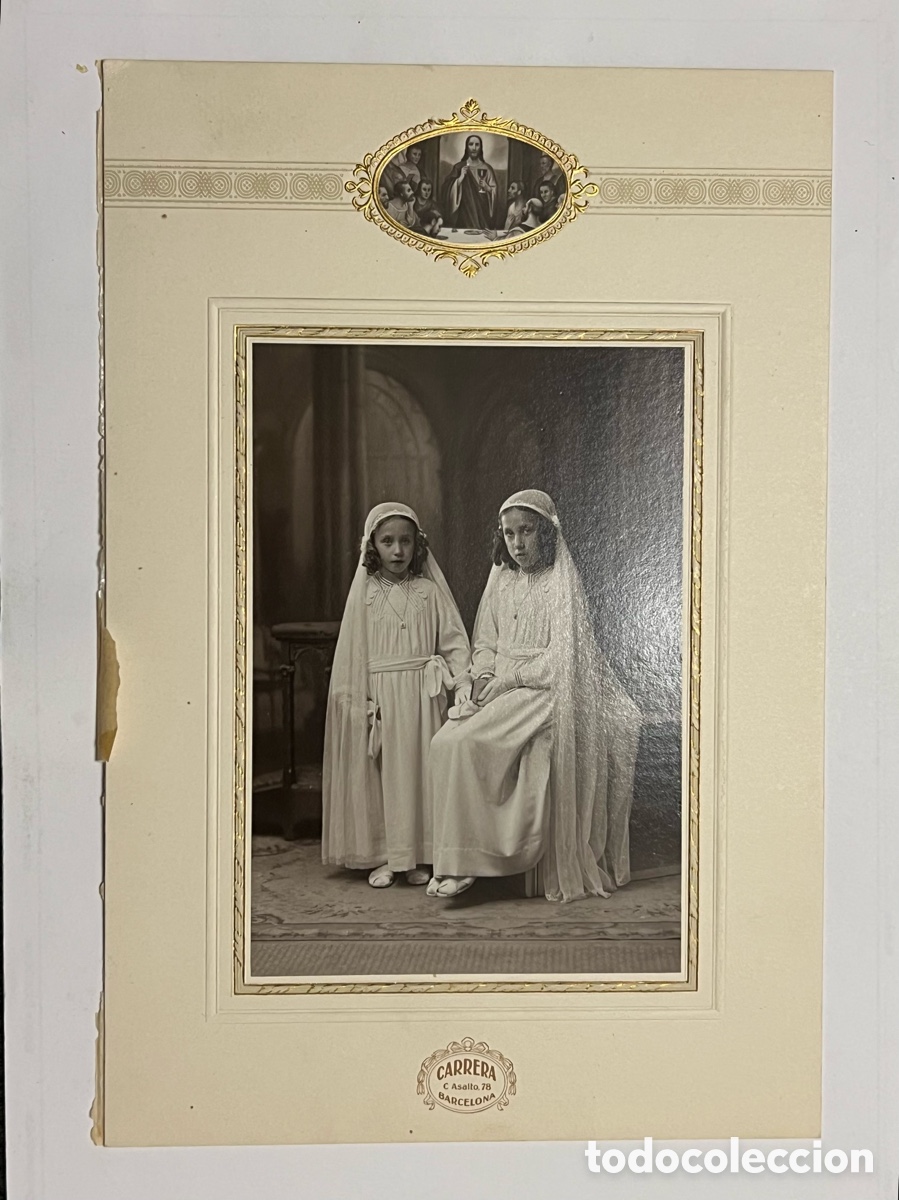 Fotograf&iacute;a antigua: RAMONA Y DOLORS FOSSAS I PUIG. Fotograf&iacute;a el d&iacute;a de su Primera Comuni&oacute;n Foto Carrera (a.1934)