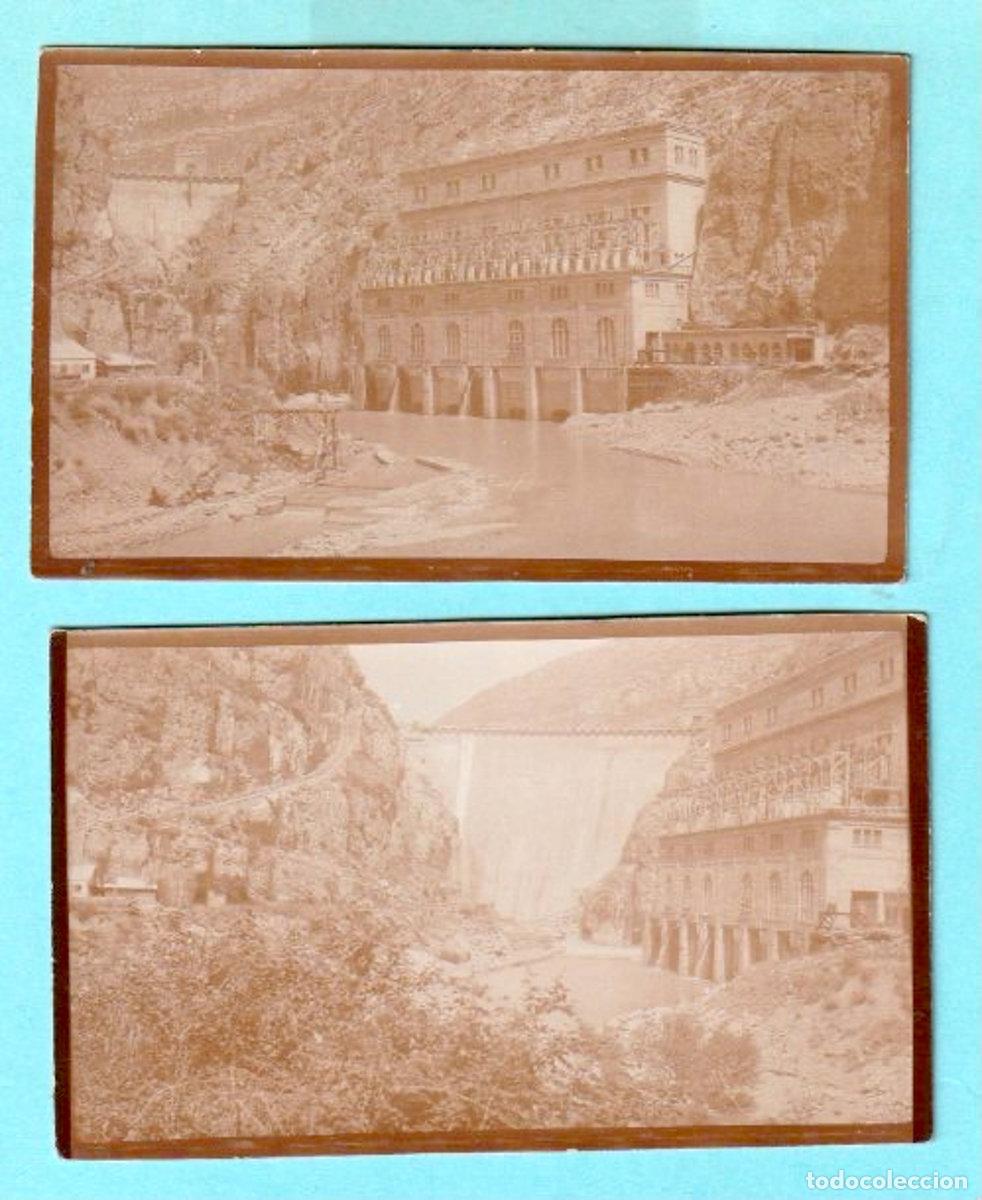 Fotograf&iacute;a antigua: 2 FOTOGRAF&Iacute;AS HECHAS SOBRE PAPEL POSTAL. PRESA Y CENTRAL EL&Eacute;CTRICA DE CAMARASA. LLEIDA, S/F.