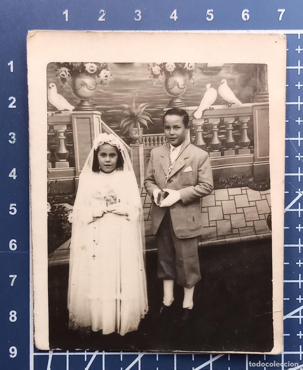 Fotografia antiga: FOTOGRAFIA ANTIGUA - RETRATO DE NI&Ntilde;A Y NI&Ntilde;O DE COMUNI&Oacute;N