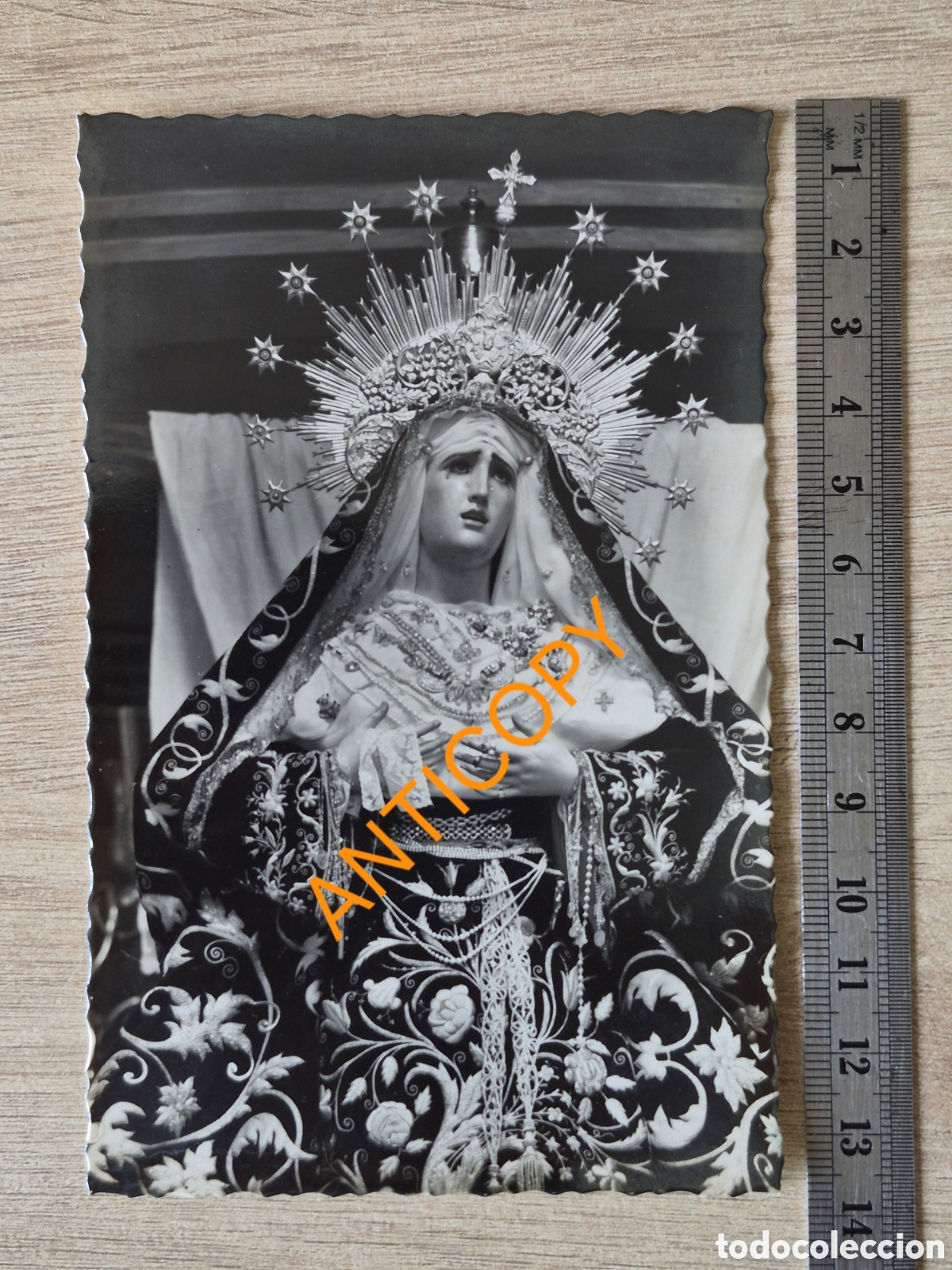 Fotograf&iacute;a antigua: Fotograf&iacute;a Virgen de Soledad de San Buenaventura - Sevilla - Ediciones ARRIBAS 281 - 13,5 x 8,7 cm.