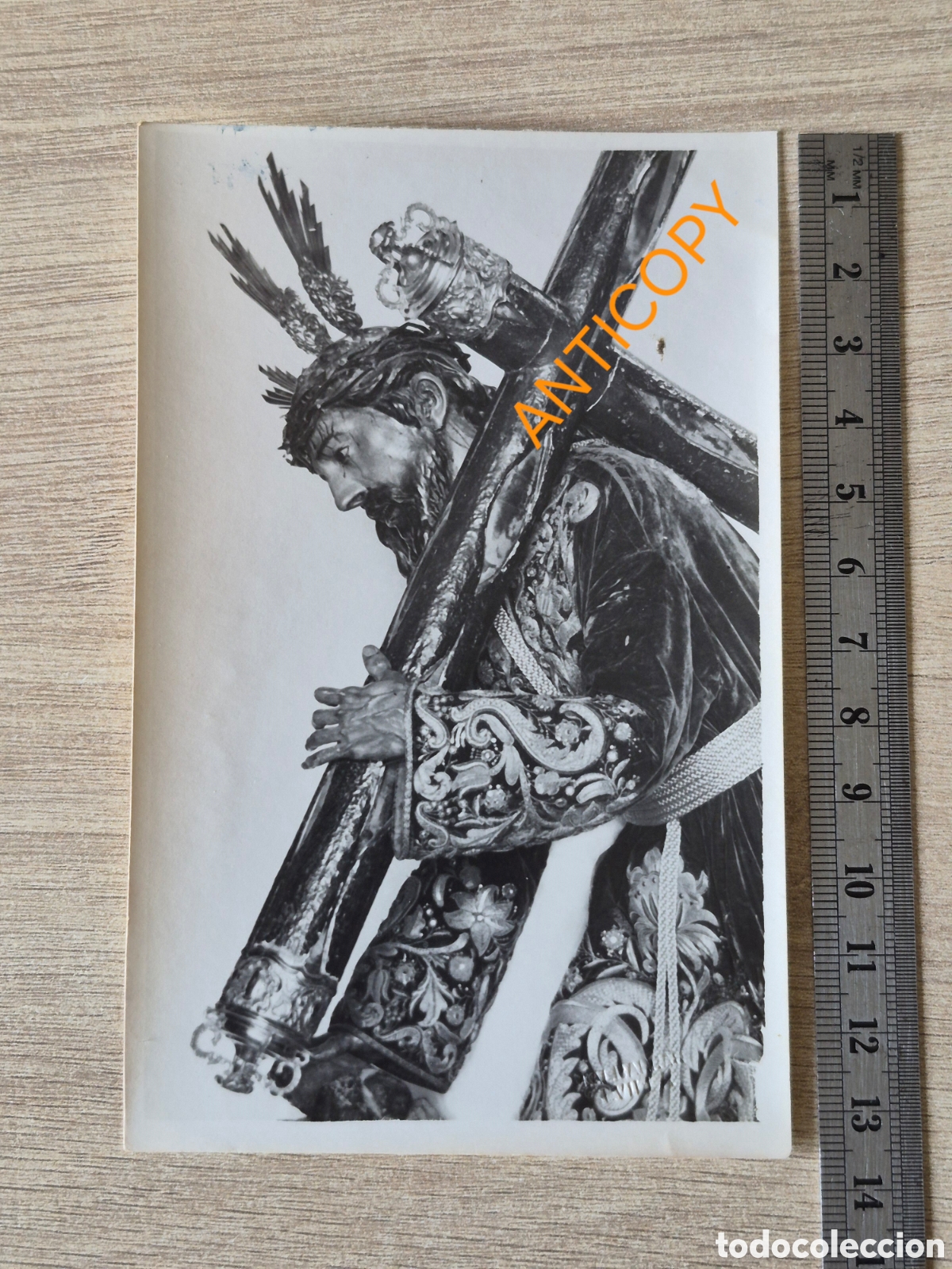 Fotograf&iacute;a antigua: Fotograf&iacute;a Cristo de las Tres Ca&iacute;das - San Isidoro - Sevilla - M. ALBARRAN - 13,5 x 8,5 cm. Antigua