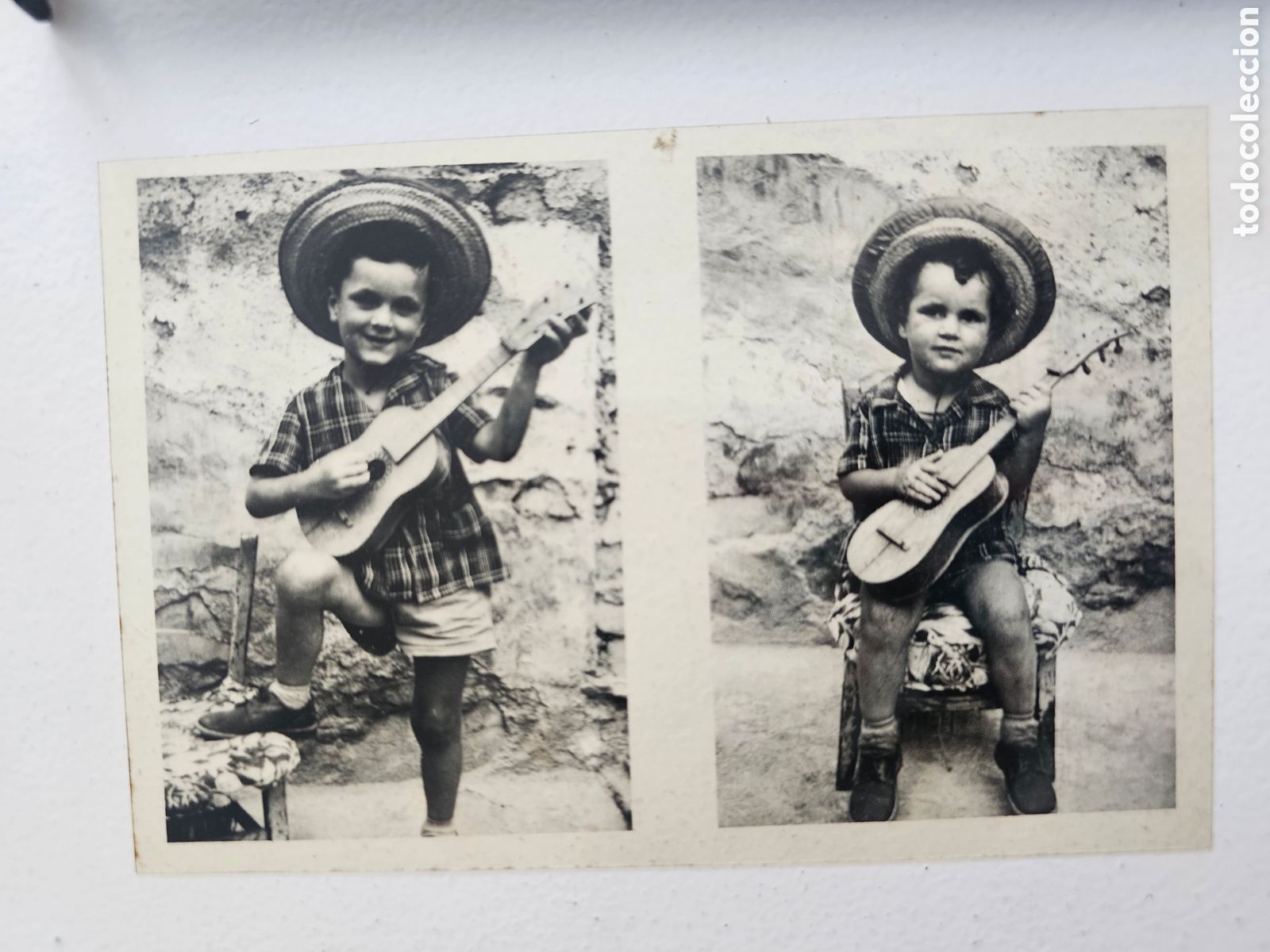 Fotograf&iacute;a antigua: Fotograf&iacute;a impresa sobre transparencia o especie de negativo, ni&ntilde;o con sombrero. 1920s 1950s