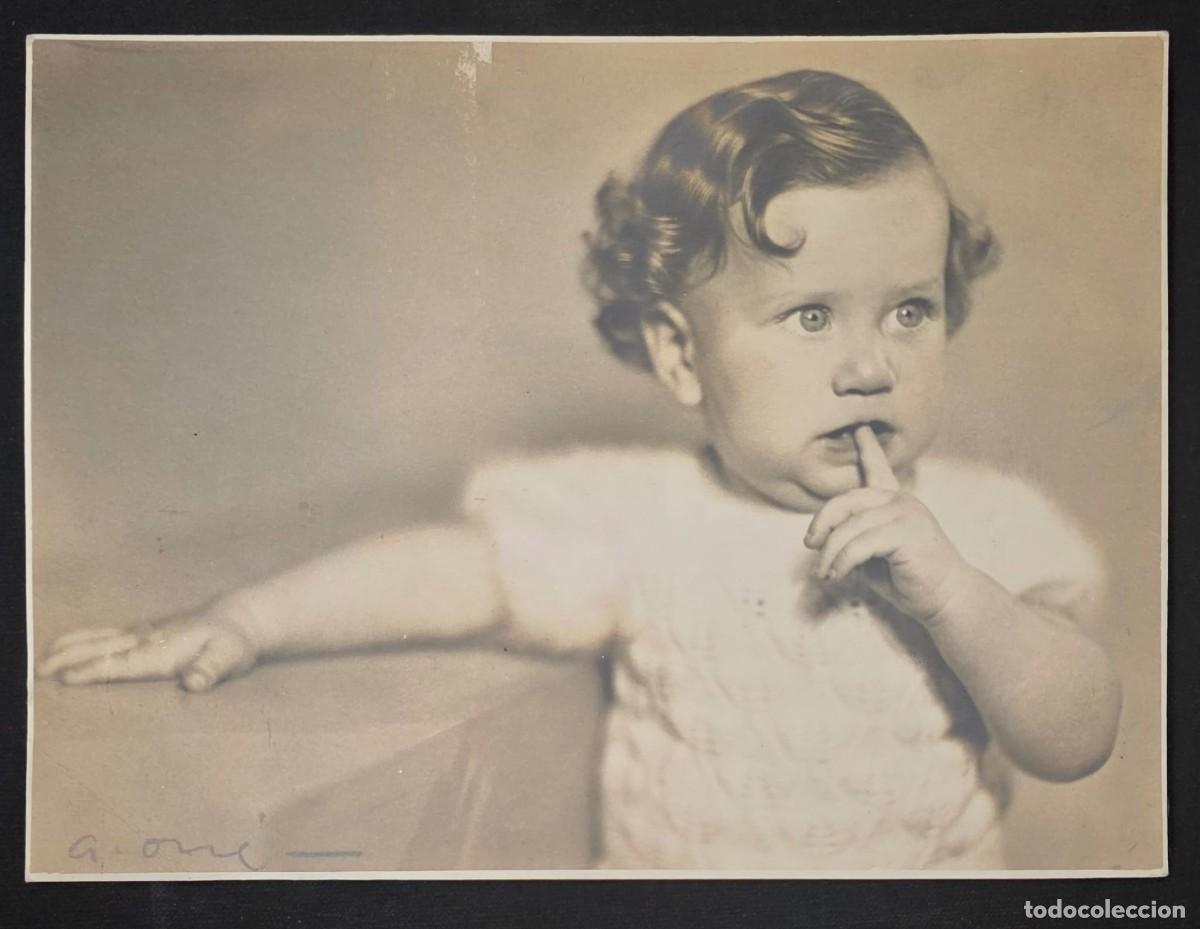 Fotograf&iacute;a antigua: Fotograf&iacute;a Antigua Infantil Original &ndash; Retrato de Ni&ntilde;o en Estudio &ndash; A&ntilde;os 30-40 &ndash; 23x17 cm
