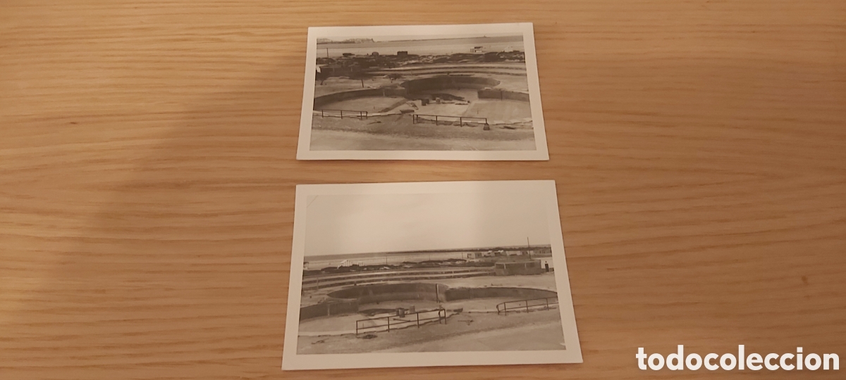 Fotograf&iacute;a antigua: 2 FOTOS ASENTAMIENTO DE UNA BATERIA EN LA PLAYA DE LA HIPICA DE MELILLA