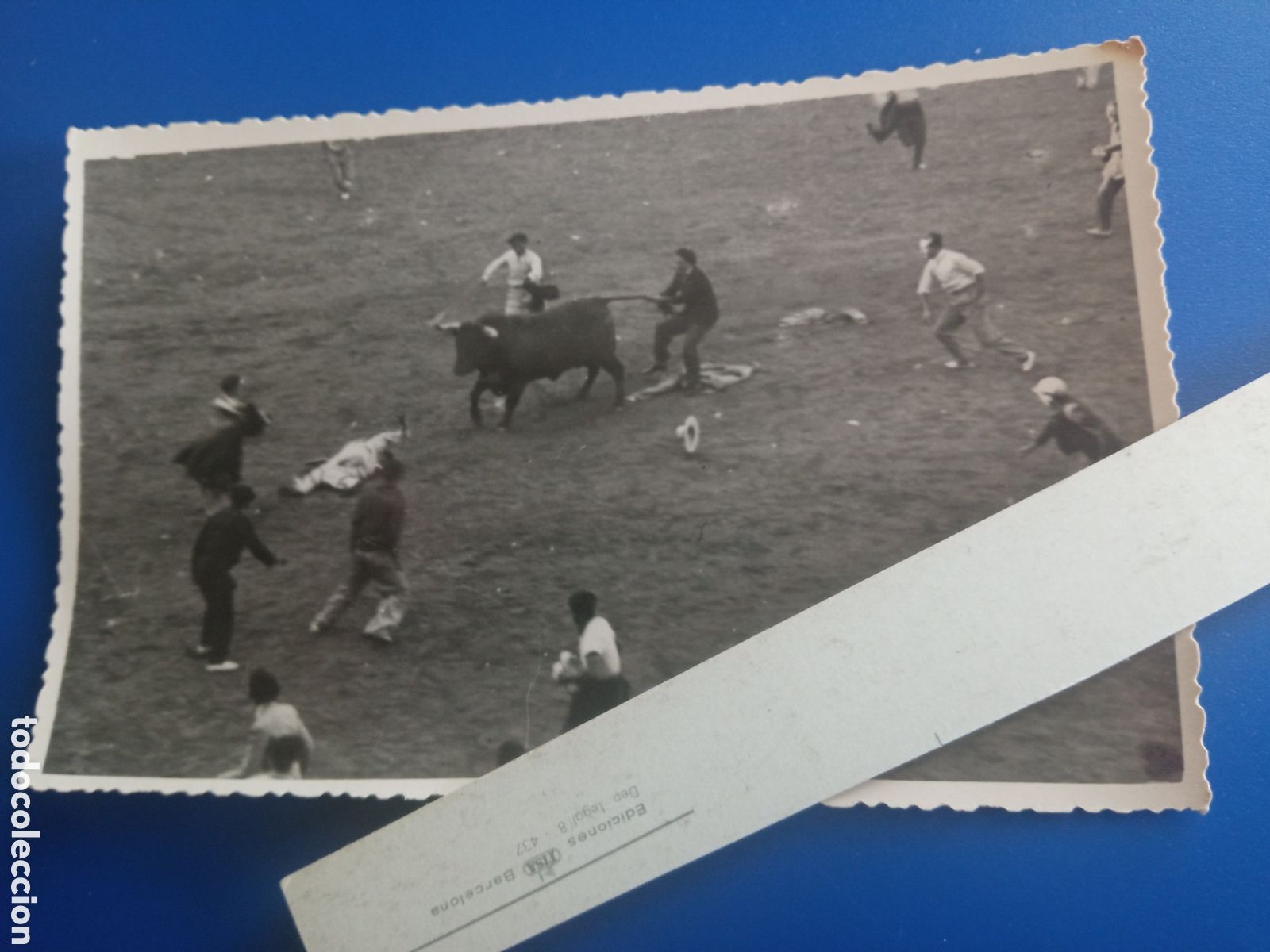 Fotograf&iacute;a antigua: Antigua fotograf&iacute;a, J. GALLE, Encierros en Pamplona, mide 13,2x8,4cm