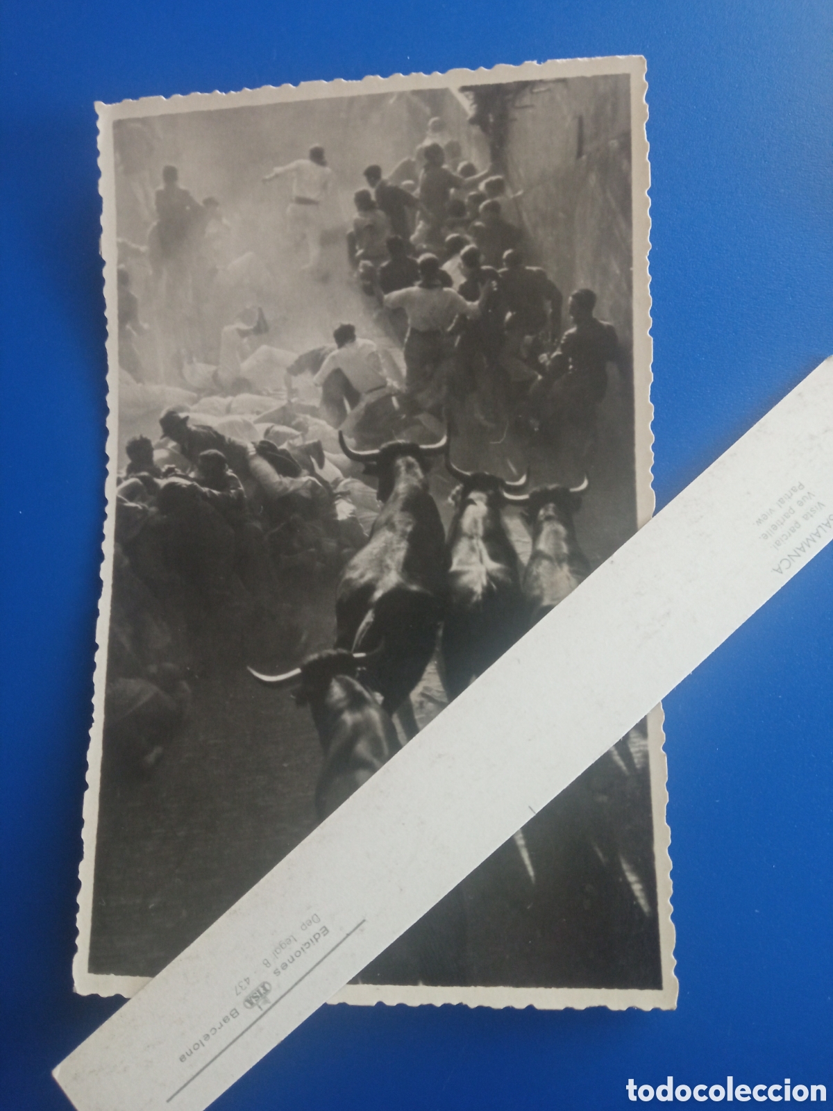 Fotograf&iacute;a antigua: Antigua fotograf&iacute;a, J. GALLE, Encierros en Pamplona, mide 13,1x8,2 cm