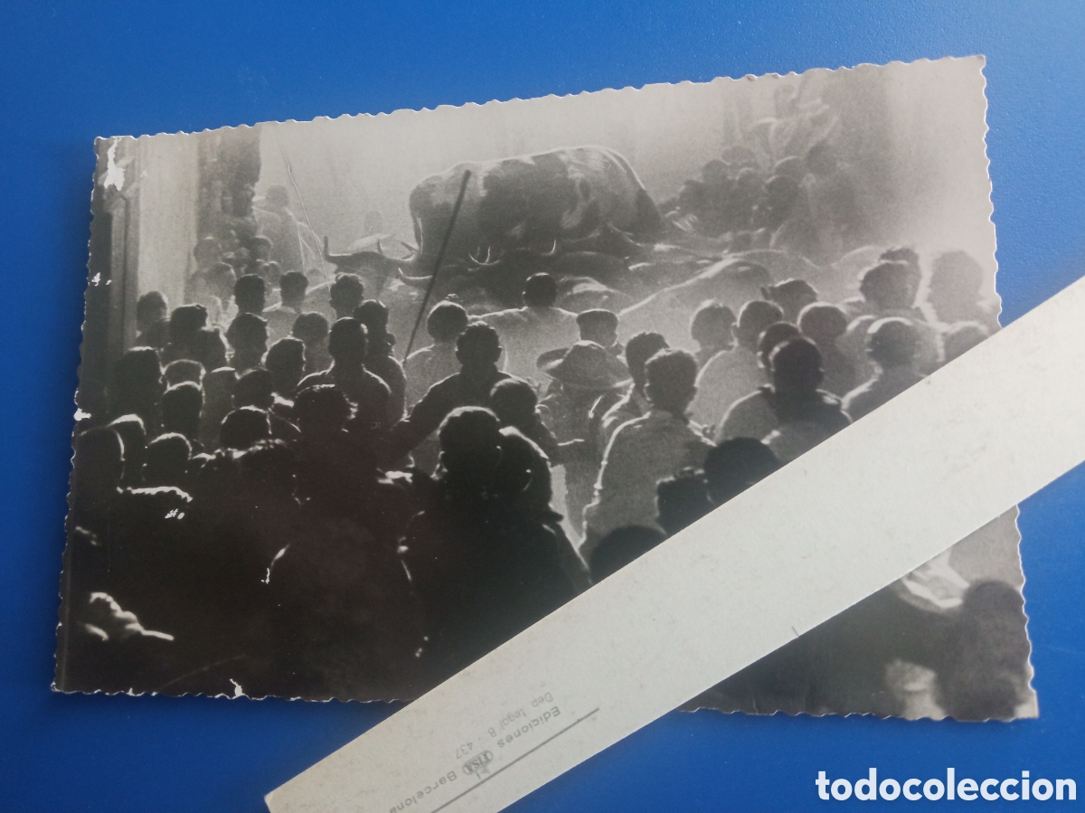 Fotograf&iacute;a antigua: Antigua fotograf&iacute;a J. GALLE, Encierros en Pamplona, mide 13,2x8,4cm