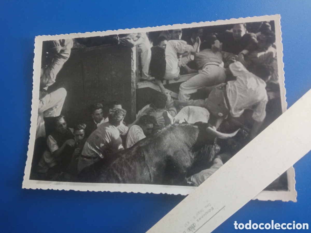 Fotograf&iacute;a antigua: Antigua fotograf&iacute;a J. GALLE, Encierros en Pamplona, mide 13,2x8,5 cm