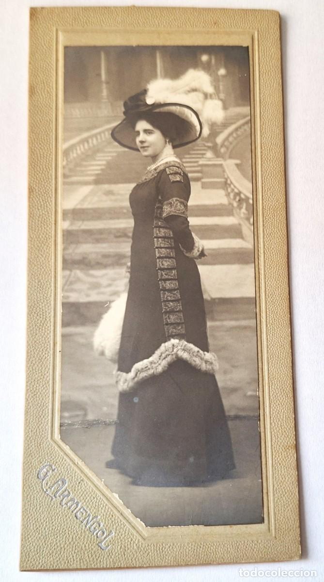 Fotograf&iacute;a antigua: FOTO POSTAL MUY ANTIGUA MODERNISTA (17X8) - MAS DE 100 A&Ntilde;OS - FOT. G. ARMENGOL - MUJER CON TRAJE
