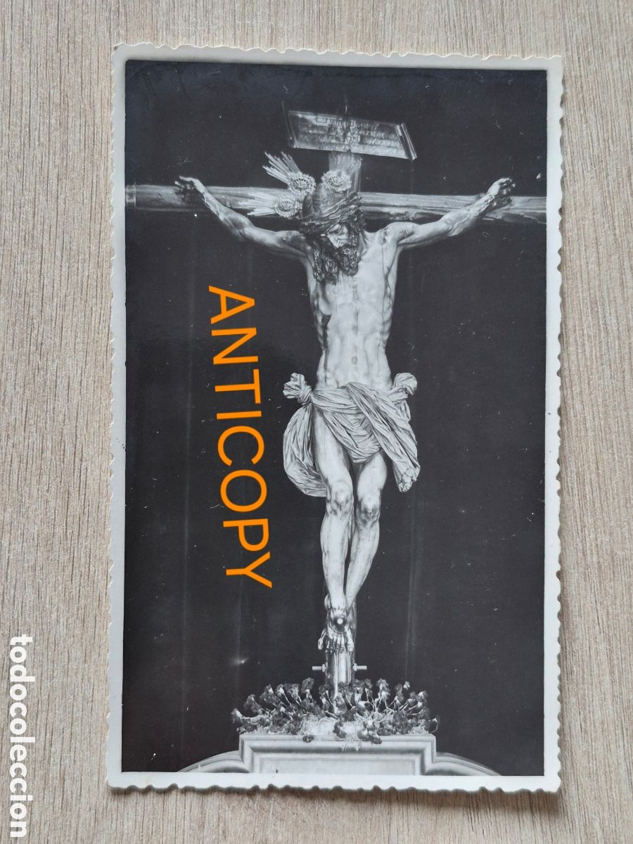 Fotografia antiga: Fotograf&iacute;a Cristo del Amor - EL SALVADOR - Sevilla - Foto SERRANO - 14 x 8,6 cm. Antigua