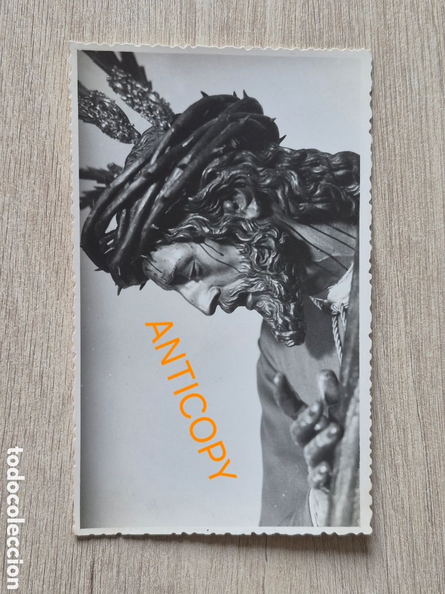 Fotografia antiga: Fotograf&iacute;a Cristo Jes&uacute;s de la Pasi&oacute;n - EL SALVADOR - Sevilla - Foto SERRANO - 14 x 8,6 cm. Antigua