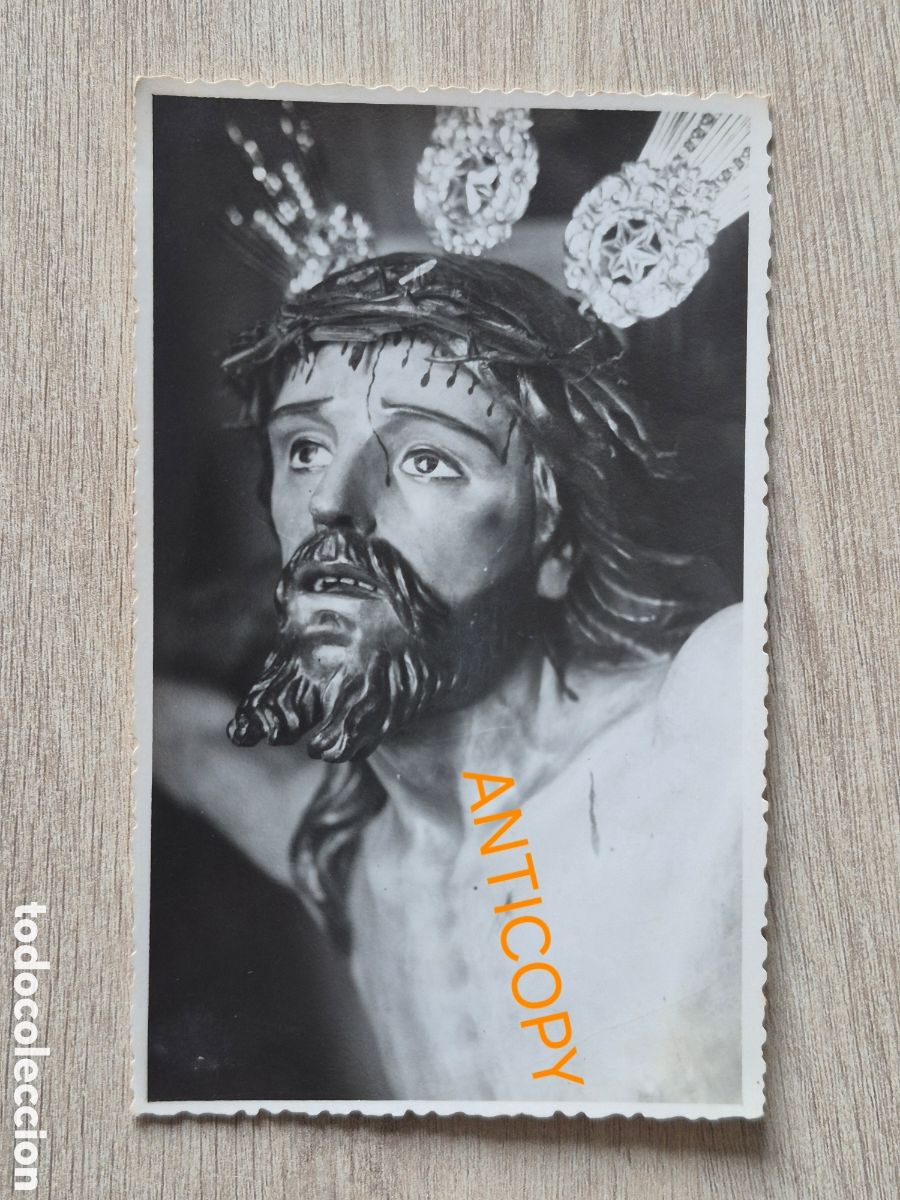 Fotografia antiga: Fotograf&iacute;a Cristo de la Exaltaci&oacute;n - Sevilla - Foto SERRANO - 14 x 8,6 cm. Antigua