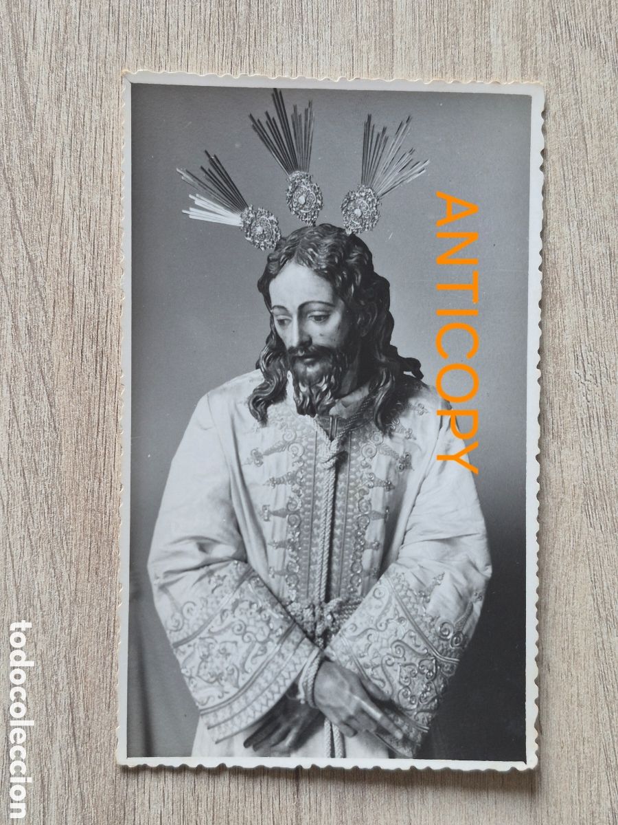 Fotografia antiga: Fotograf&iacute;a Cristo del Silencio - LA AMARGURA - Sevilla - Foto SERRANO - 14 x 8,6 cm. Antigua