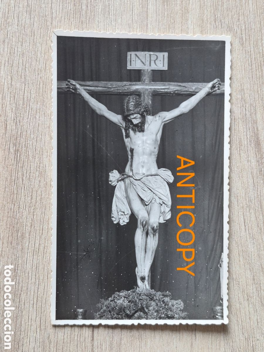 Fotograf&iacute;a antigua: Fotograf&iacute;a Cristo de la Salvaci&oacute;n - SOLEDAD - Sevilla - Foto SERRANO - 14 x 8,6 cm. Antigua