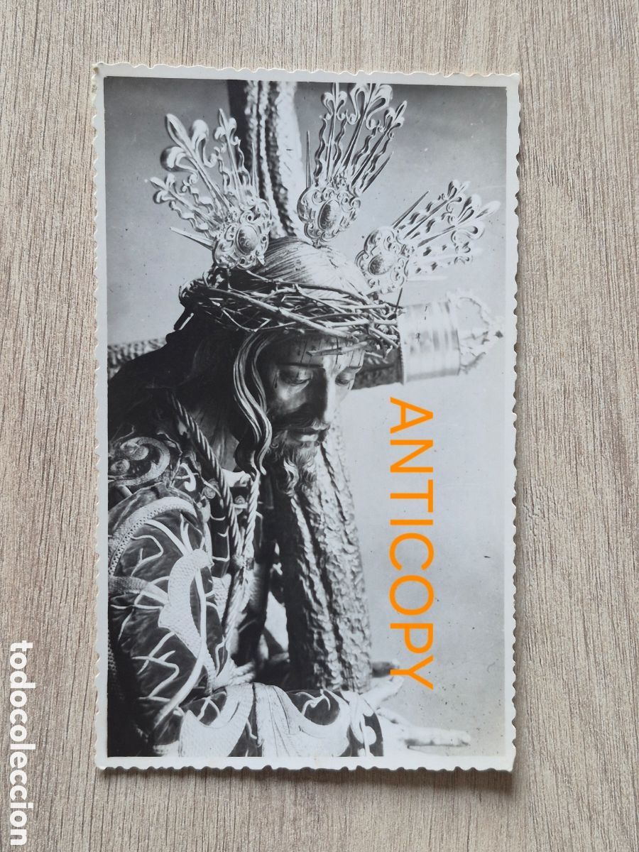 Fotograf&iacute;a antigua: Fotograf&iacute;a Cristo Jes&uacute;s Nazareno - EL VALLE - Sevilla - Foto SERRANO - 14 x 8,6 cm. Antigua