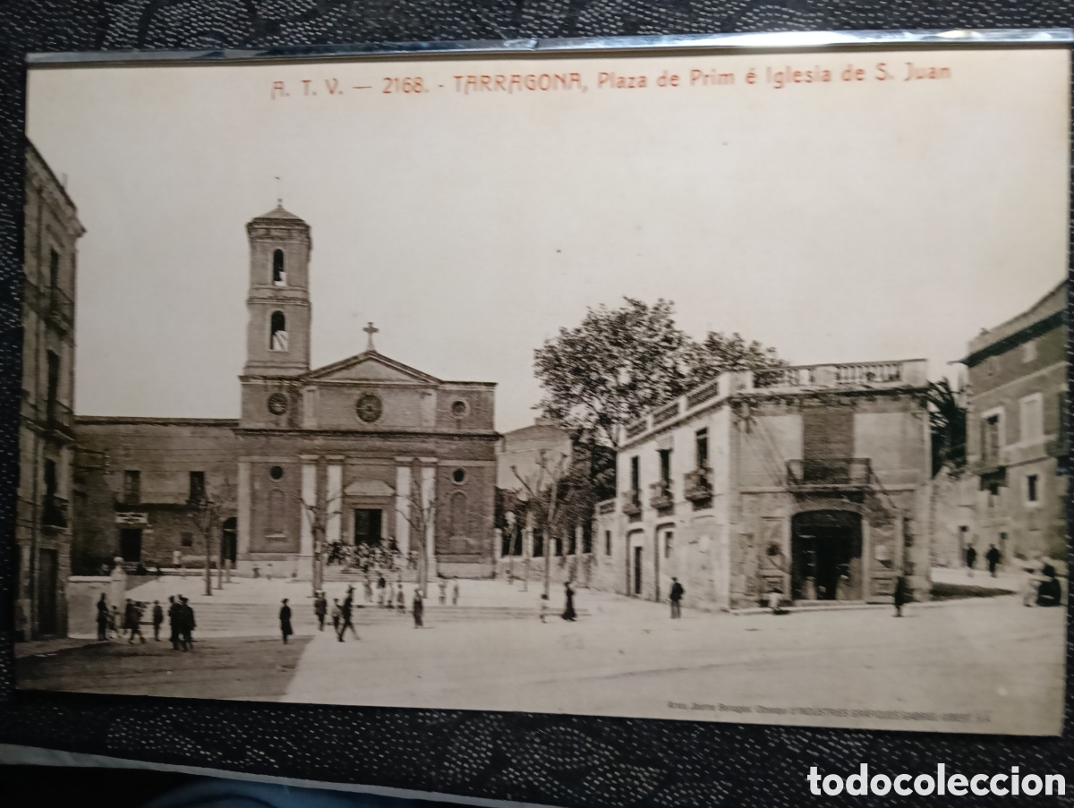 Fotograf&iacute;a antigua: Fotograf&iacute;a de la plaza de Prim de Iglesia de San Juan A.T.V. siglo XX mide 43 x 28 cm reproducci&oacute;n