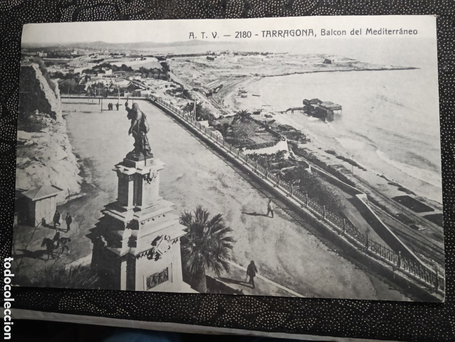 Fotograf&iacute;a antigua: Fotograf&iacute;a del Balc&oacute;n del Mediterr&aacute;neo en Tarragona A.T.V. siglo XX mide 43 x 28 cm reproducci&oacute;n