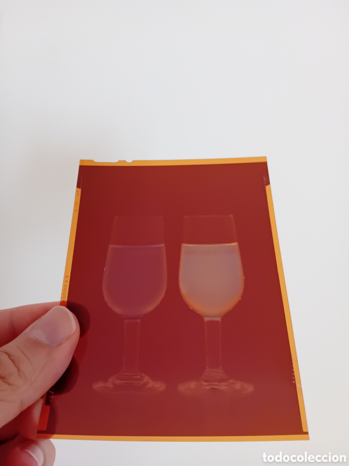 Fotograf&iacute;a antigua: DIAPO PLACA MEDIO FORMATO NEGATIVO DOS COPAS VINO JEREZ DE LA FRONTERA. 1979