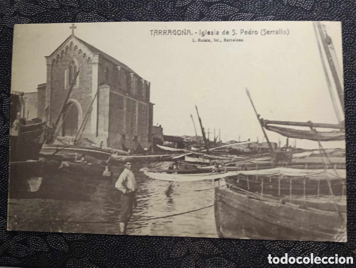 Fotograf&iacute;a antigua: Fotograf&iacute;a de la Iglesia de San Pedro (Serrallo) L. Roisin Tarragona siglo XX mide 43 x 28 cm reprod