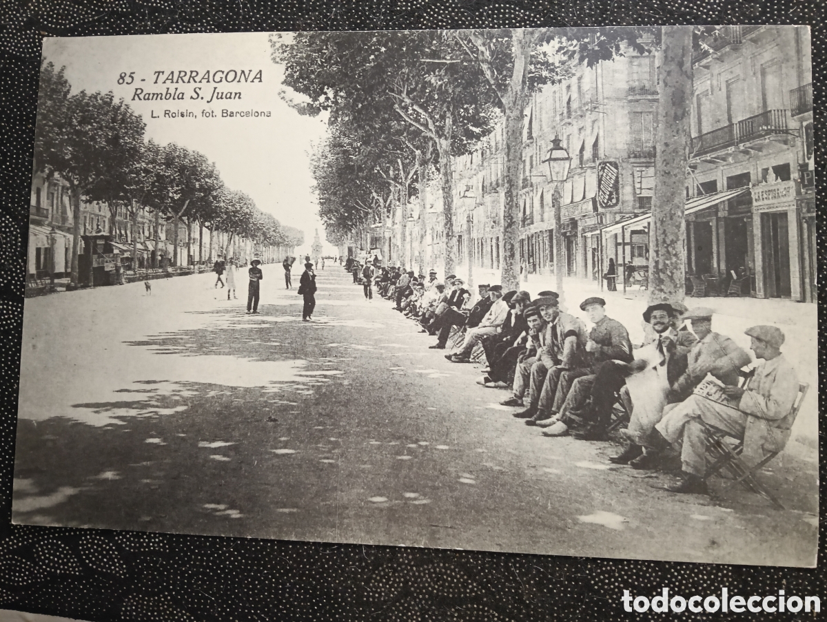 Fotograf&iacute;a antigua: Fotograf&iacute;a de la Rambla de San Juan de Tarragona L. Roisin Mide 44 x 28 cm reproducci&oacute;n
