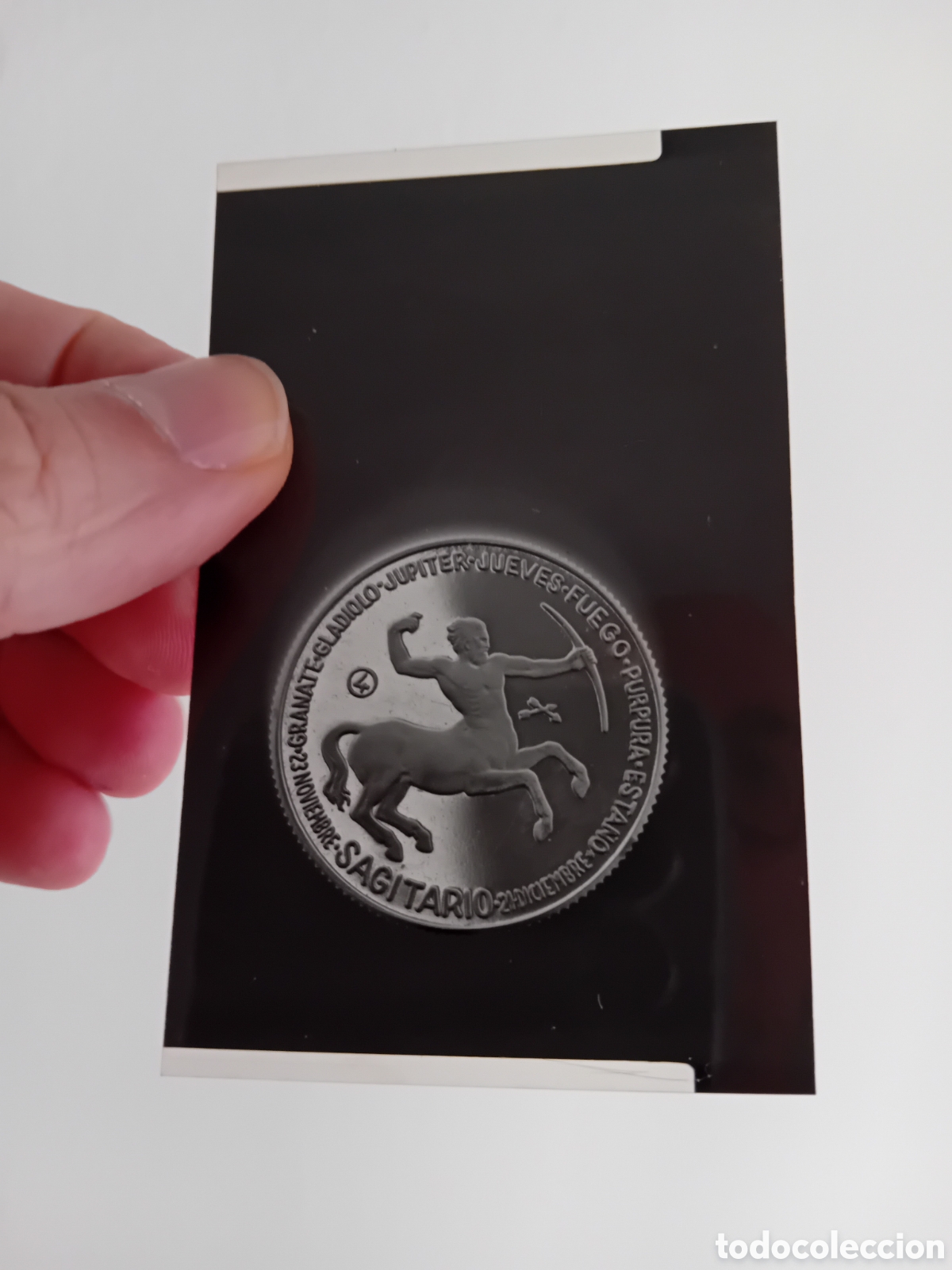 Fotograf&iacute;a antigua: NEGATIVO DE UNA MEDALLA DE PLATA DEL ZODIACO. SAGITARIO. A&Ntilde;OS 70S