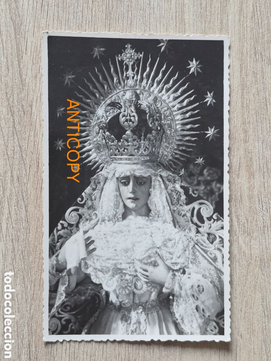 Fotograf&iacute;a antigua: Fotograf&iacute;a Virgen de la Candelaria - San Nicol&aacute;s - Sevilla - Foto SERRANO - 14 x 8,6 cm. Antigua