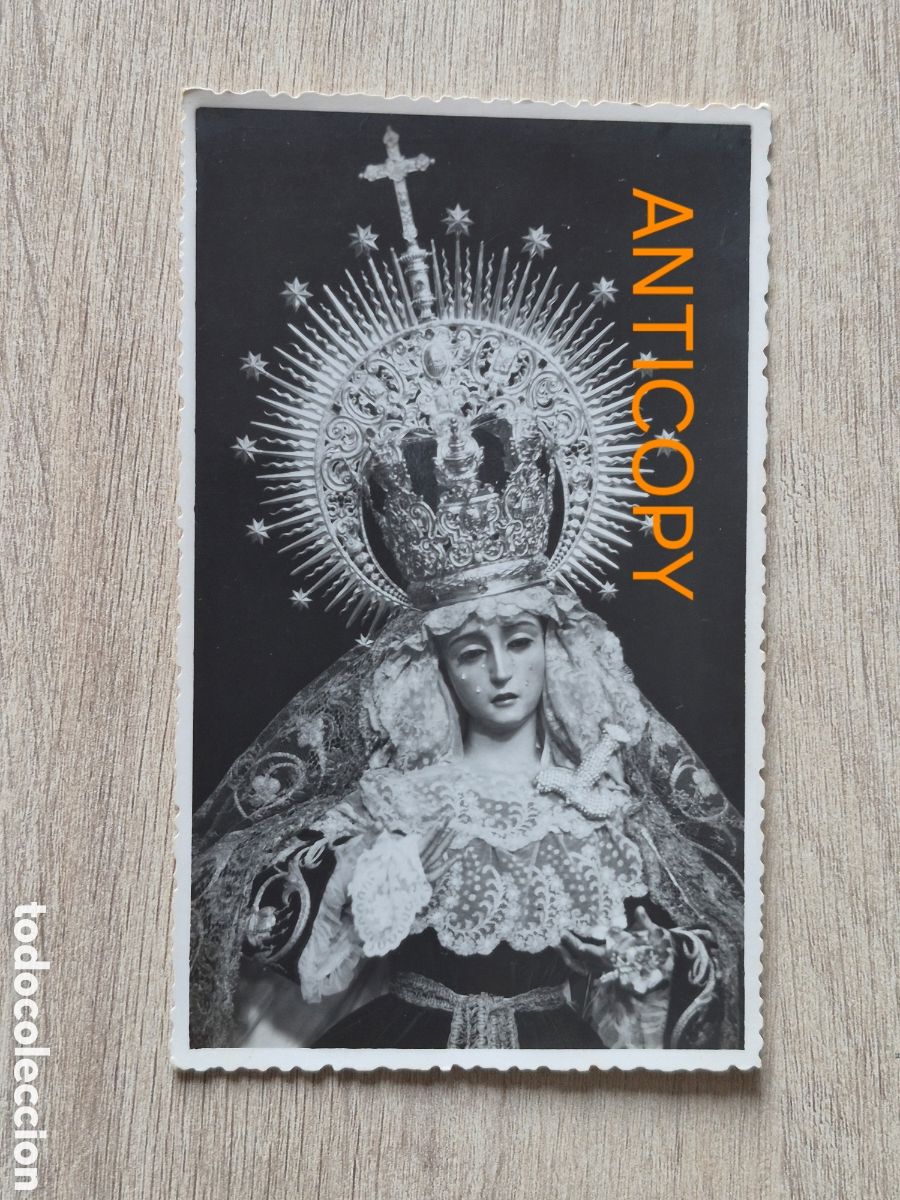 Fotograf&iacute;a antigua: Fotograf&iacute;a Virgen del Subterr&aacute;neo - LA CENA - Sevilla - Foto SERRANO - 14 x 8,6 cm. Antigua