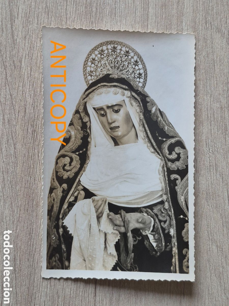 Fotograf&iacute;a antigua: Fotograf&iacute;a Virgen de Villaviciosa - SANTO ENTIERRO - Sevilla - Foto ALBARRAN ?- 13,8 x 8,5 cm. RARA
