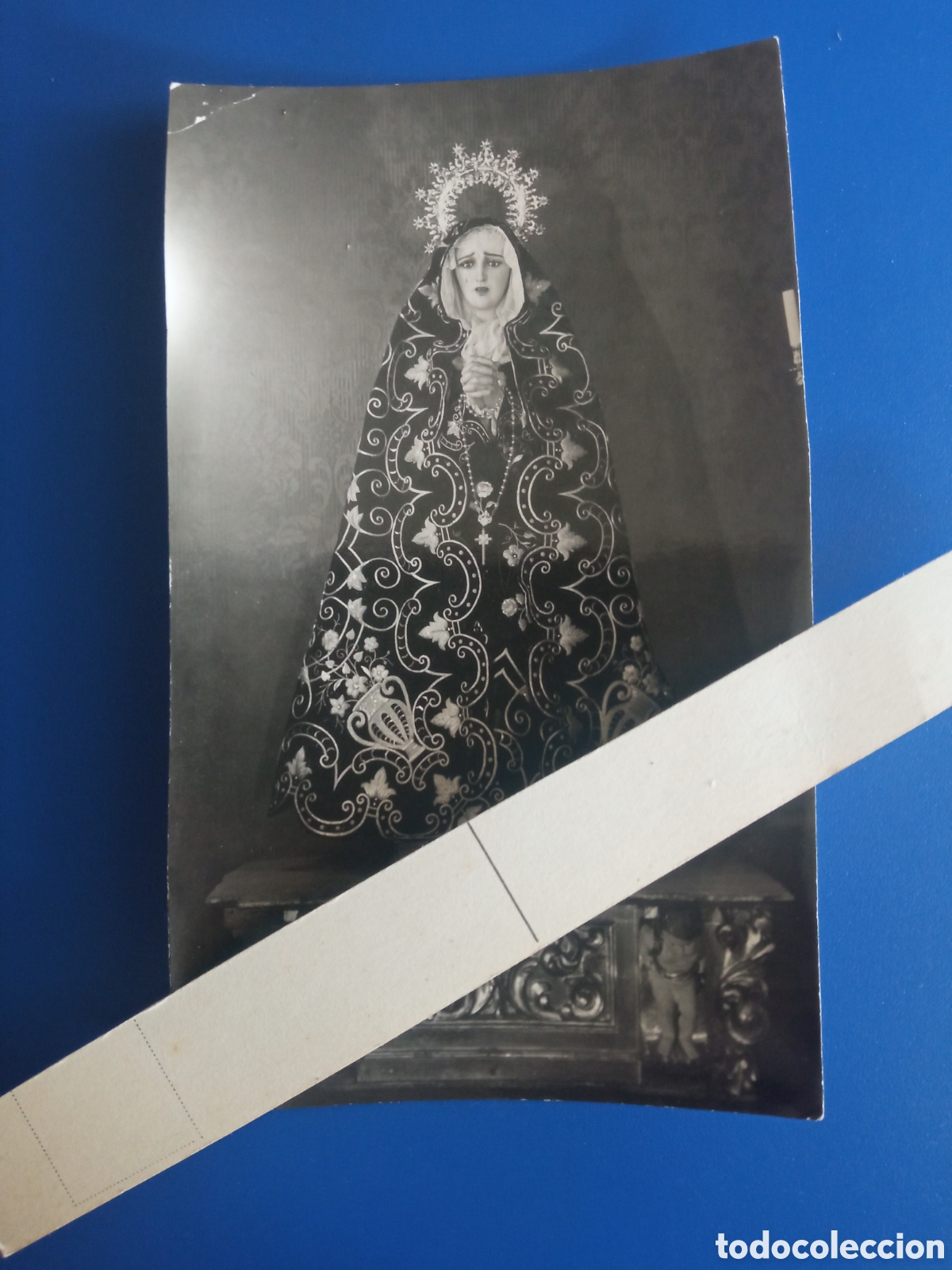 Fotograf&iacute;a antigua: Antigua fotograf&iacute;a religiosa, Virgen de los Dolores, Leopoldo, Madrid mide 12,6x7,6 cm