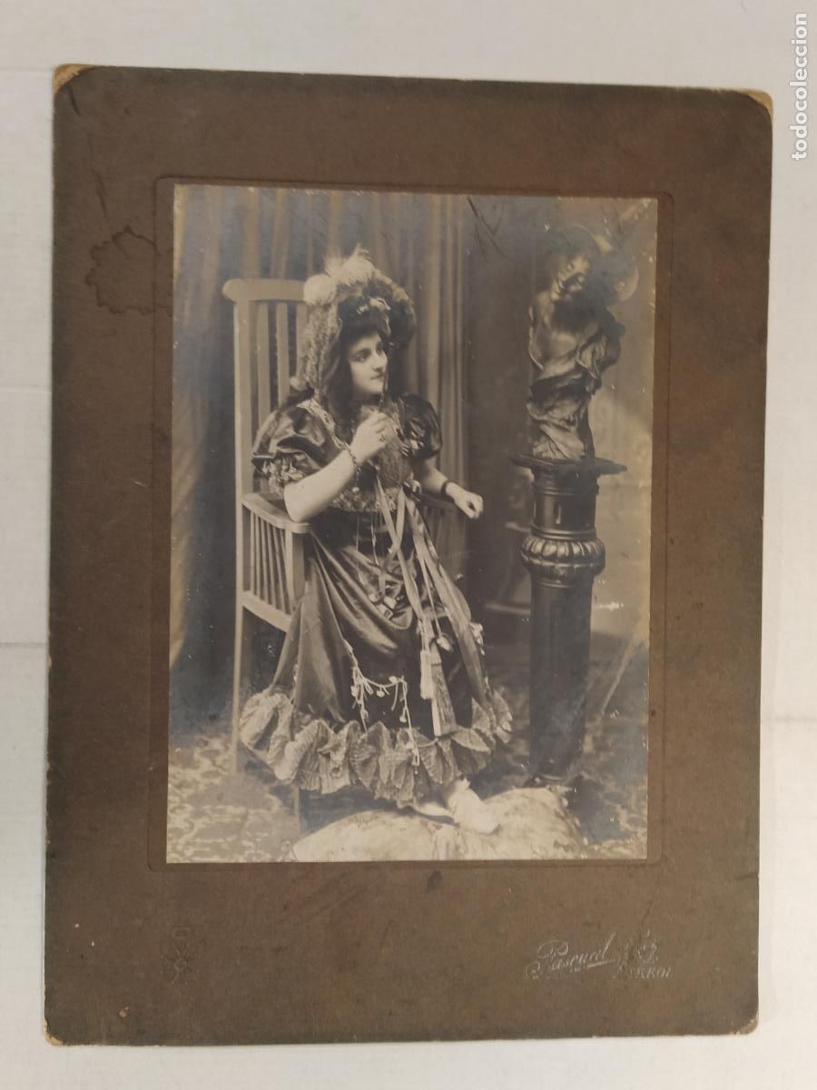 Fotograf&iacute;a antigua: MUJER CON VESTIDO DE GALA - FOTOGRAFO PASCUAL REY , FERROL - FOTOGRAFIA ANTIGUA
