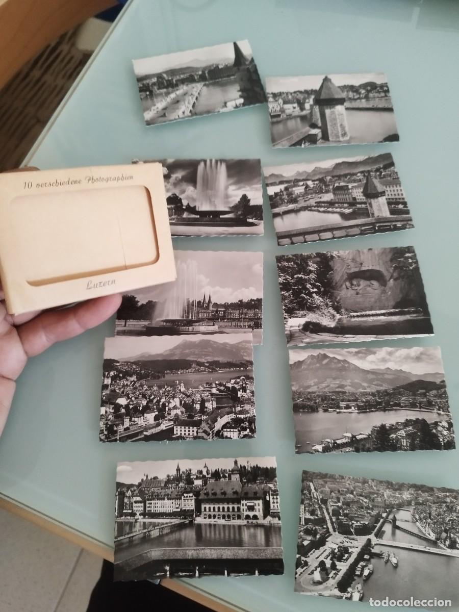 Fotograf&iacute;a antigua: Colecci&oacute;n de 10 antiguas fotograf&iacute;as, tarjeta postal en blanco y negro, Lucerna, Suiza.