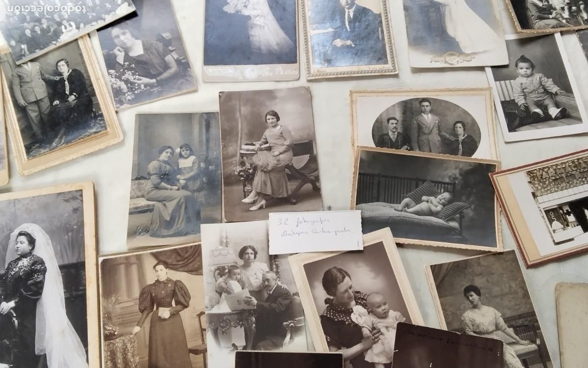 Fotograf&iacute;a antigua: LOTE DE 32 FOTOGRAFIAS ANTIGUAS TIPO RETARAT CARTON- PIEDRA , MUCHAS NOMBRE FOTOGRAFO AL DORSO