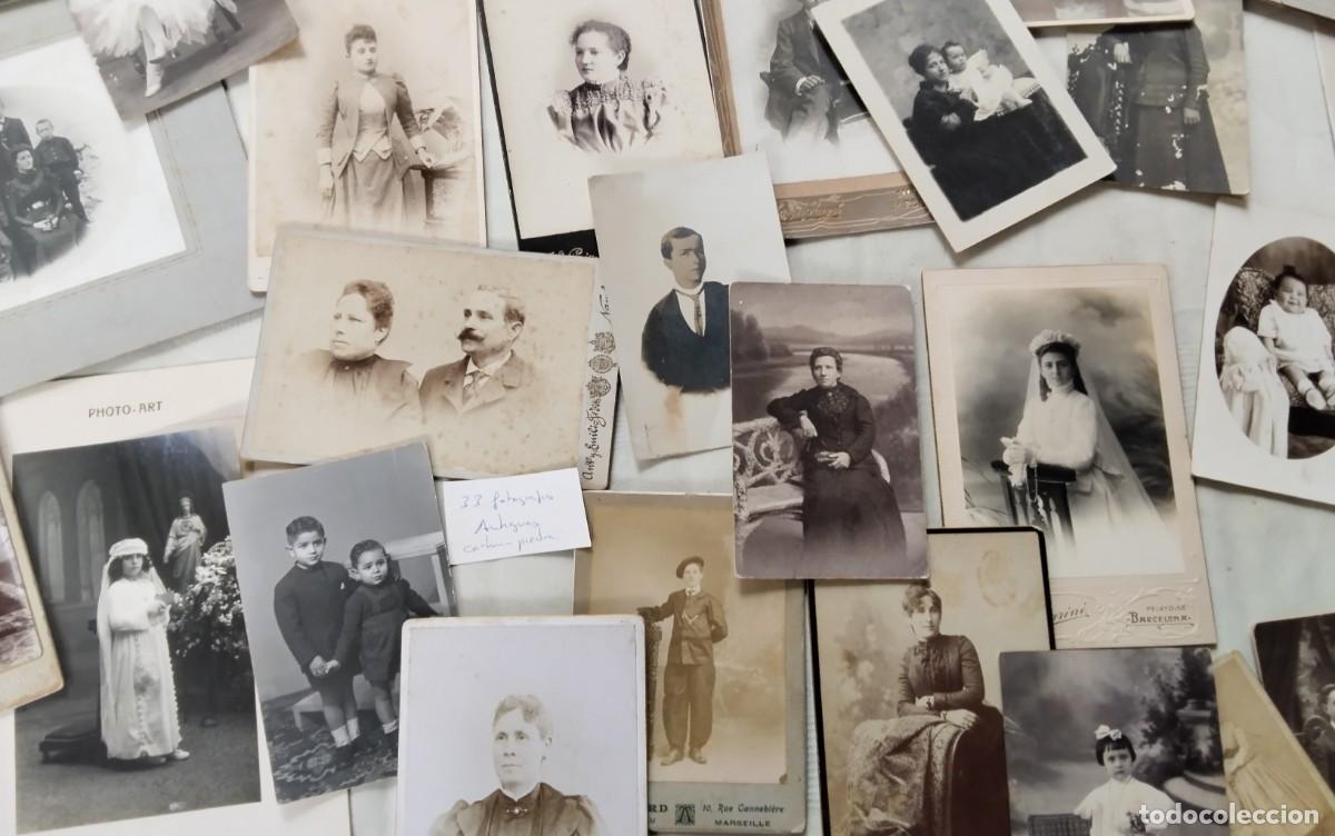 Fotograf&iacute;a antigua: LOTE DE 33 FOTOGRAFIAS ANTIGUAS TIPO RETRATO , CARTON PIEDRA , MUCHAS CON NOMBRE FOTOGRAFO AL DORSO