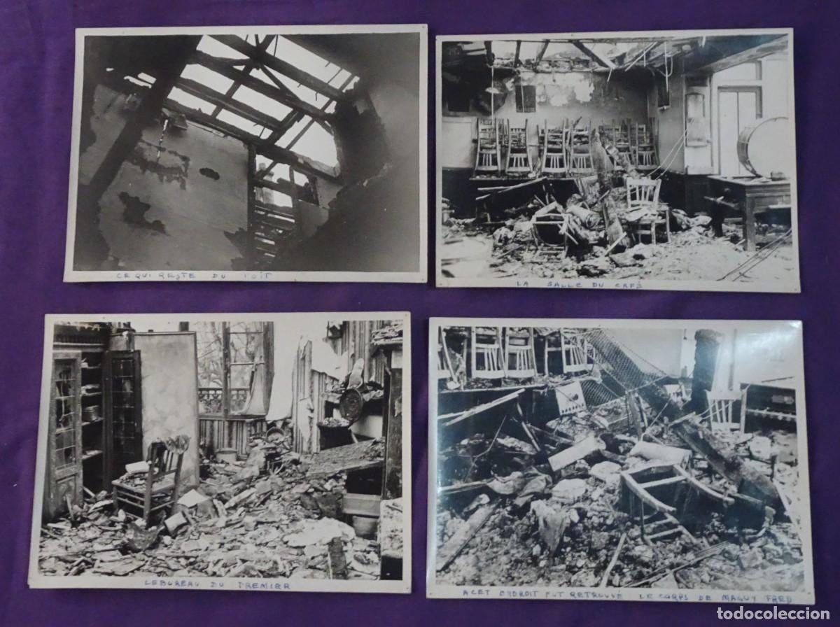 Fotografia antiga: 4 CURIOSAS FOTOGRAF&Iacute;AS INCENDIO ESCENA DEL CRIMEN DE LA CANTANTE FRANCESA MAGUY FRED , 1934
