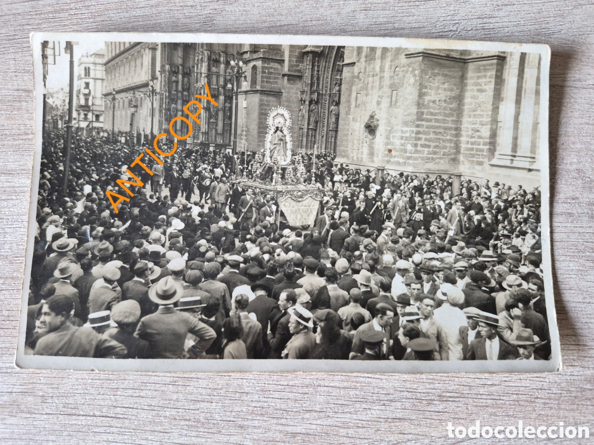 Fotograf&iacute;a antigua: Fotograf&iacute;a Procesi&oacute;n Inmaculada - La Sevillana - San Buenaventura - 13,4 x 8,8 cm. - Foto Serrano .