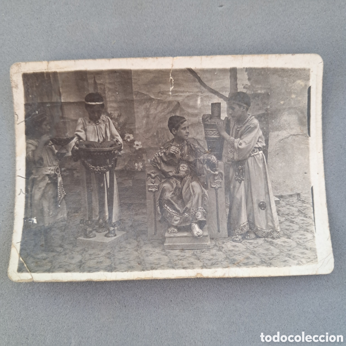 Alte Fotografie: Antigua fotografia de cuatro ni&ntilde;os en una representaci&oacute;n teatral. Balaguer, L&eacute;rida. a&ntilde;o 1935